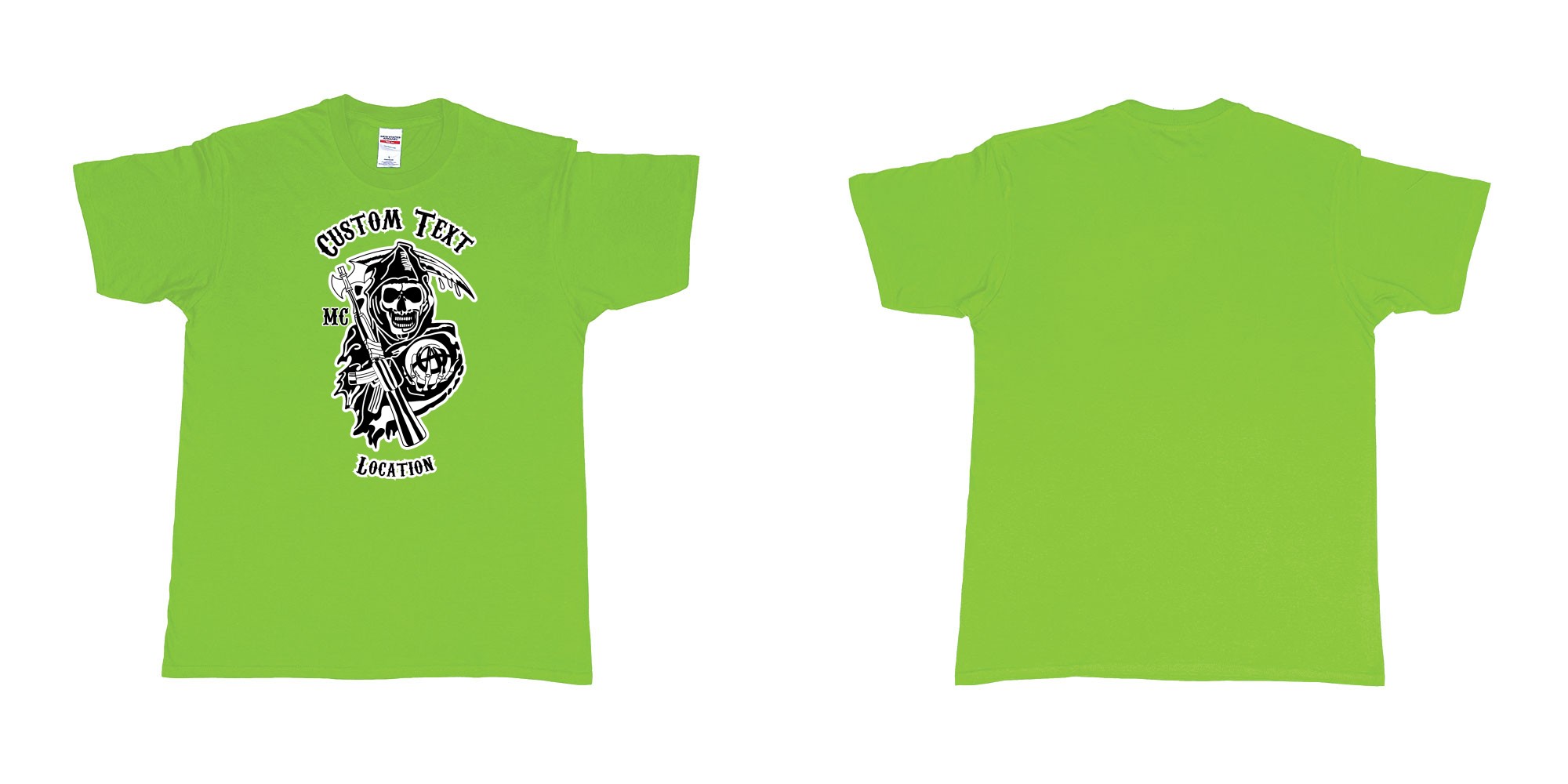 Custom tshirt design son of anarchy logo custom text in fabric color lime choice your own text made in Bali by The Pirate Way