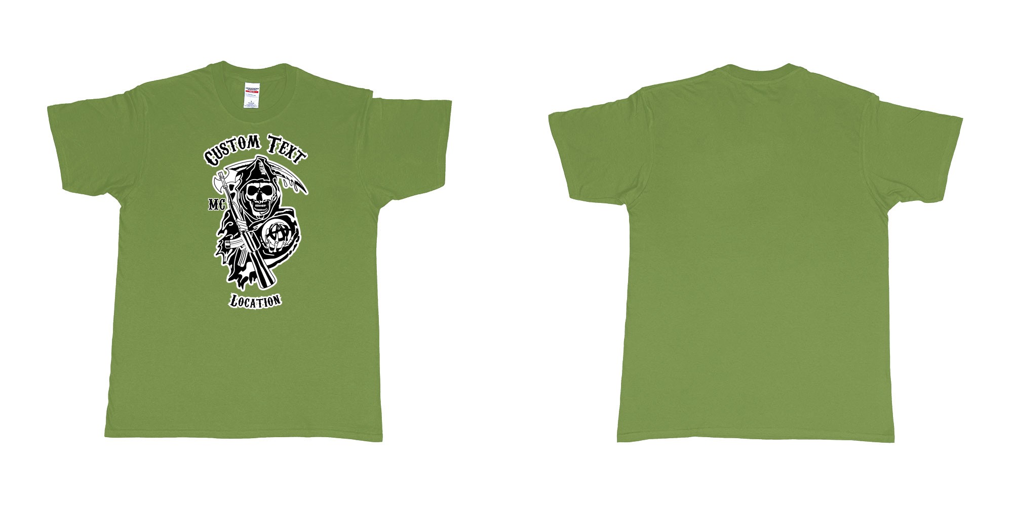 Custom tshirt design son of anarchy logo custom text in fabric color military-green choice your own text made in Bali by The Pirate Way