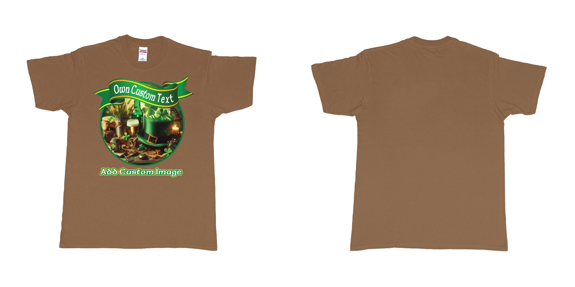Custom tshirt design st patricks day four leaf clover custom printing in fabric color chestnut choice your own text made in Bali by The Pirate Way