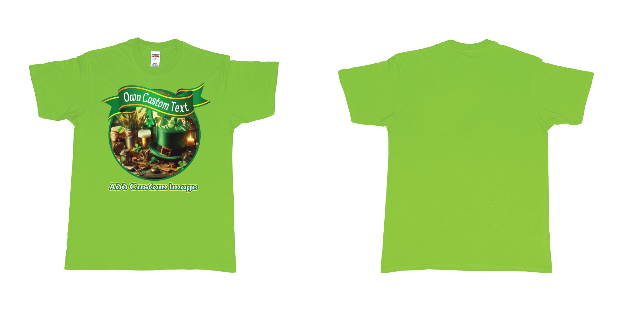 Custom tshirt design st patricks day four leaf clover custom printing in fabric color lime choice your own text made in Bali by The Pirate Way
