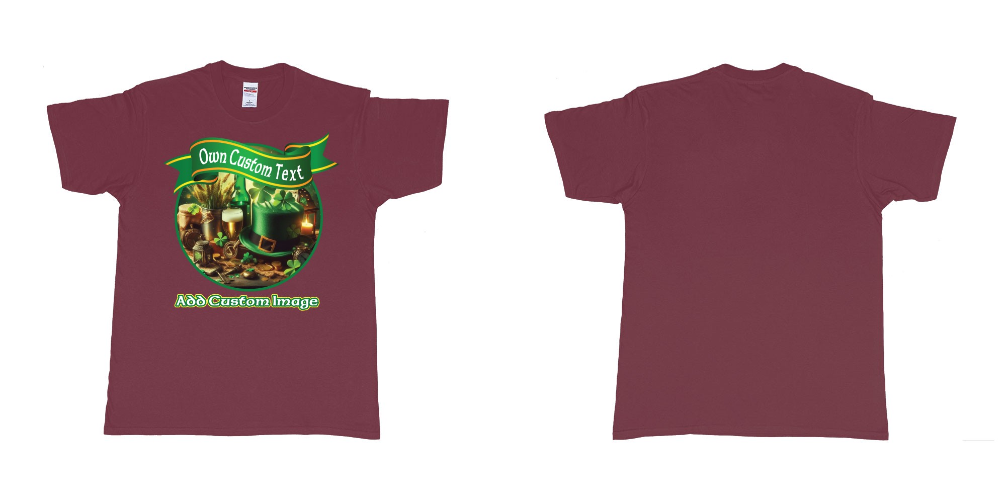Custom tshirt design st patricks day four leaf clover custom printing in fabric color marron choice your own text made in Bali by The Pirate Way