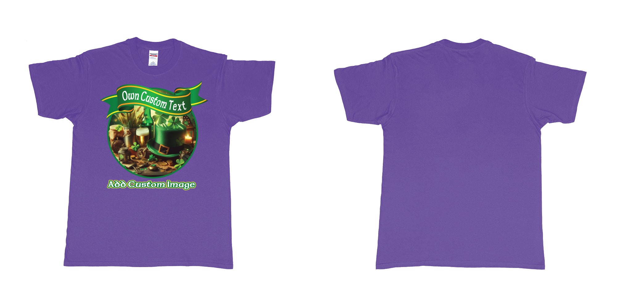 Custom tshirt design st patricks day four leaf clover custom printing in fabric color purple choice your own text made in Bali by The Pirate Way