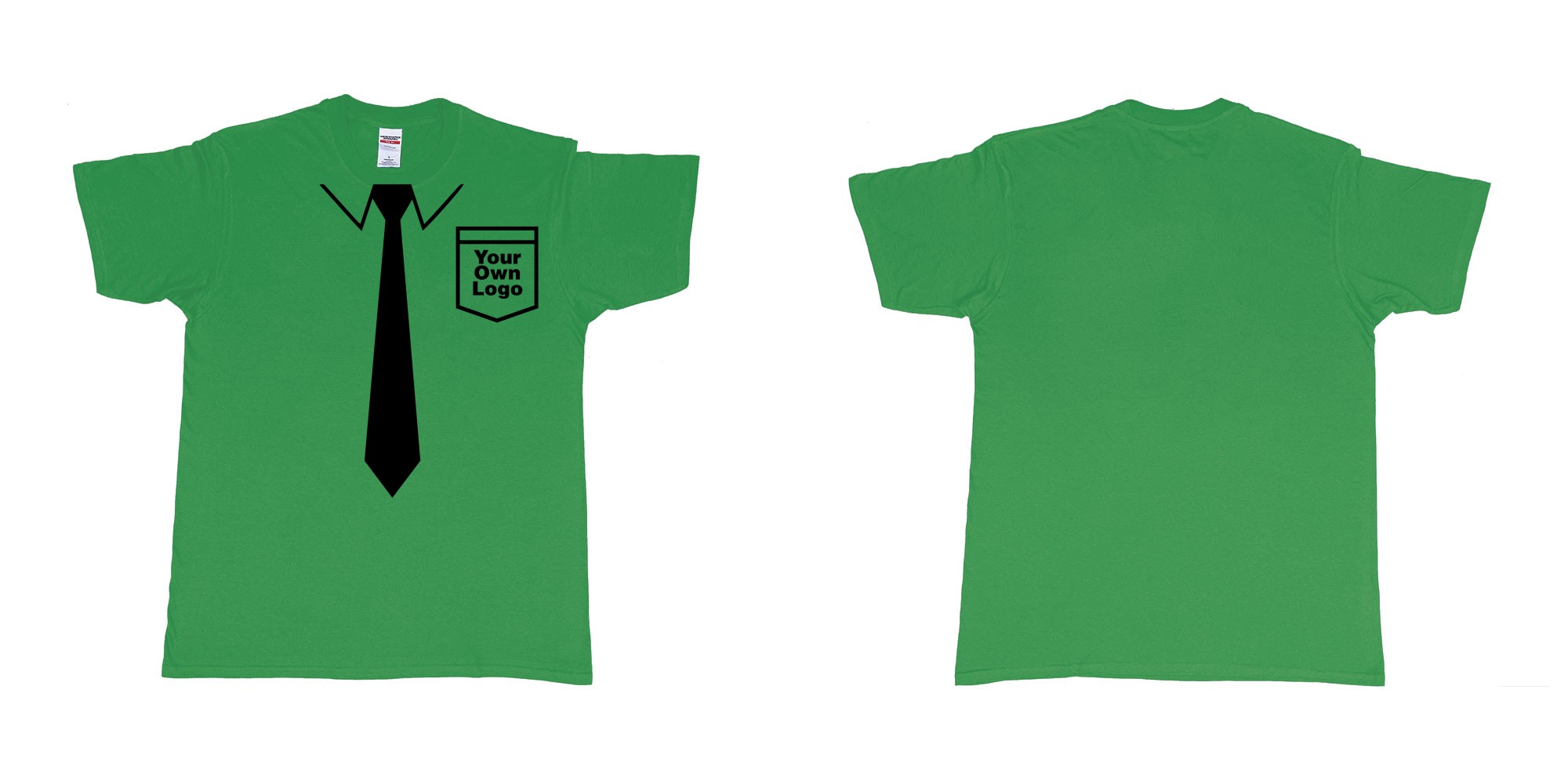 Custom tshirt design staff uniform with tie pocket own logo bali in fabric color irish-green choice your own text made in Bali by The Pirate Way
