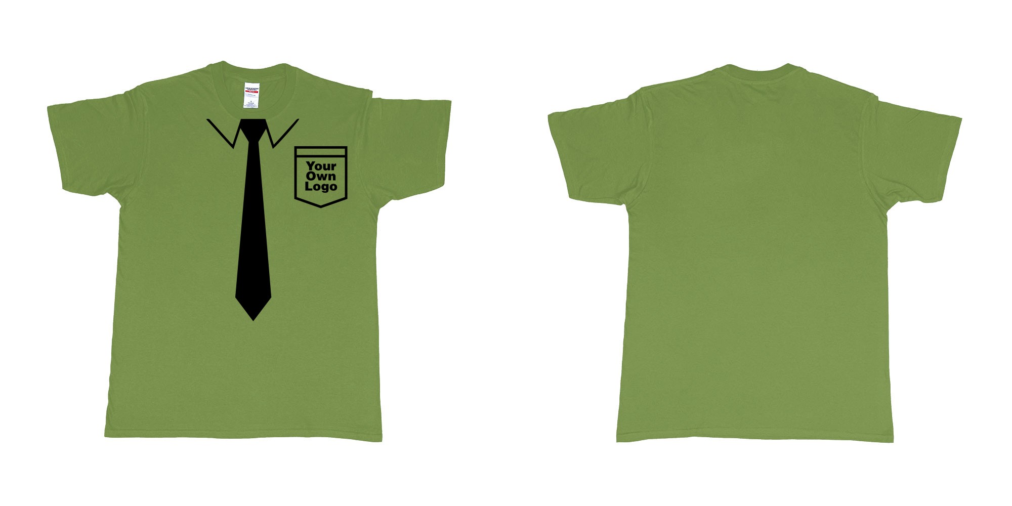 Custom tshirt design staff uniform with tie pocket own logo bali in fabric color military-green choice your own text made in Bali by The Pirate Way