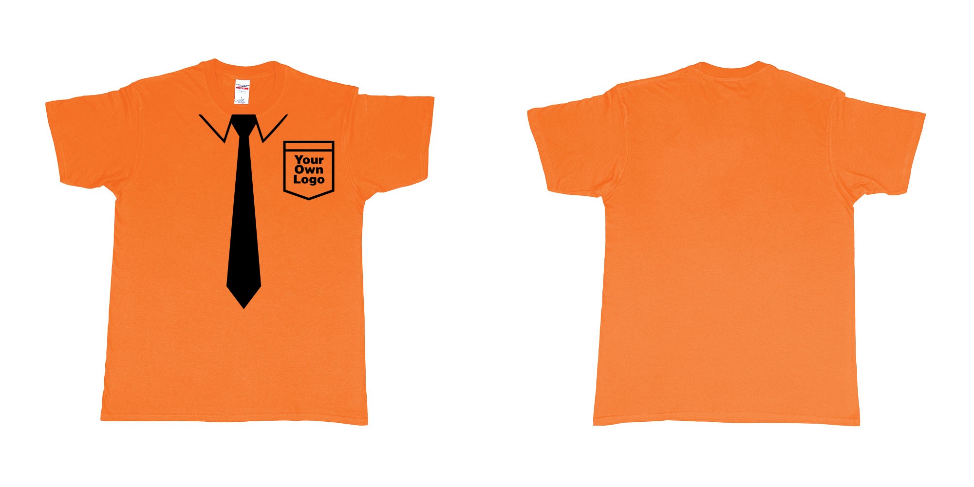 Custom tshirt design staff uniform with tie pocket own logo bali in fabric color orange choice your own text made in Bali by The Pirate Way