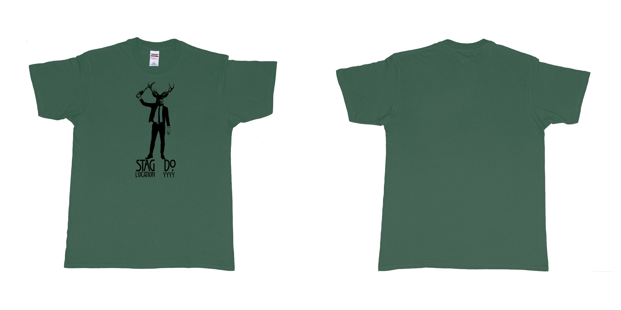 Custom tshirt design stag business man champagne in fabric color forest-green choice your own text made in Bali by The Pirate Way