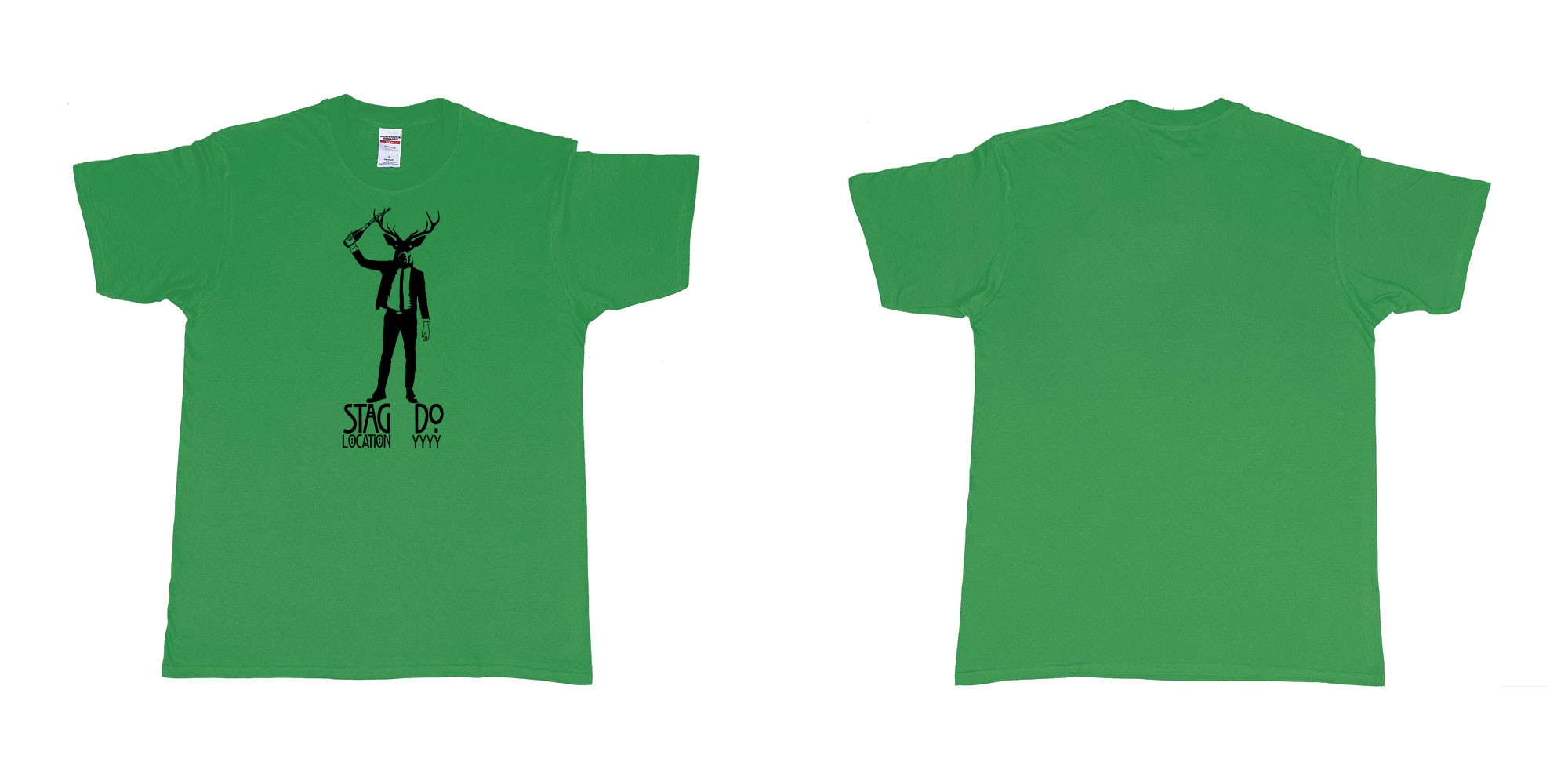 Custom tshirt design stag business man champagne in fabric color irish-green choice your own text made in Bali by The Pirate Way
