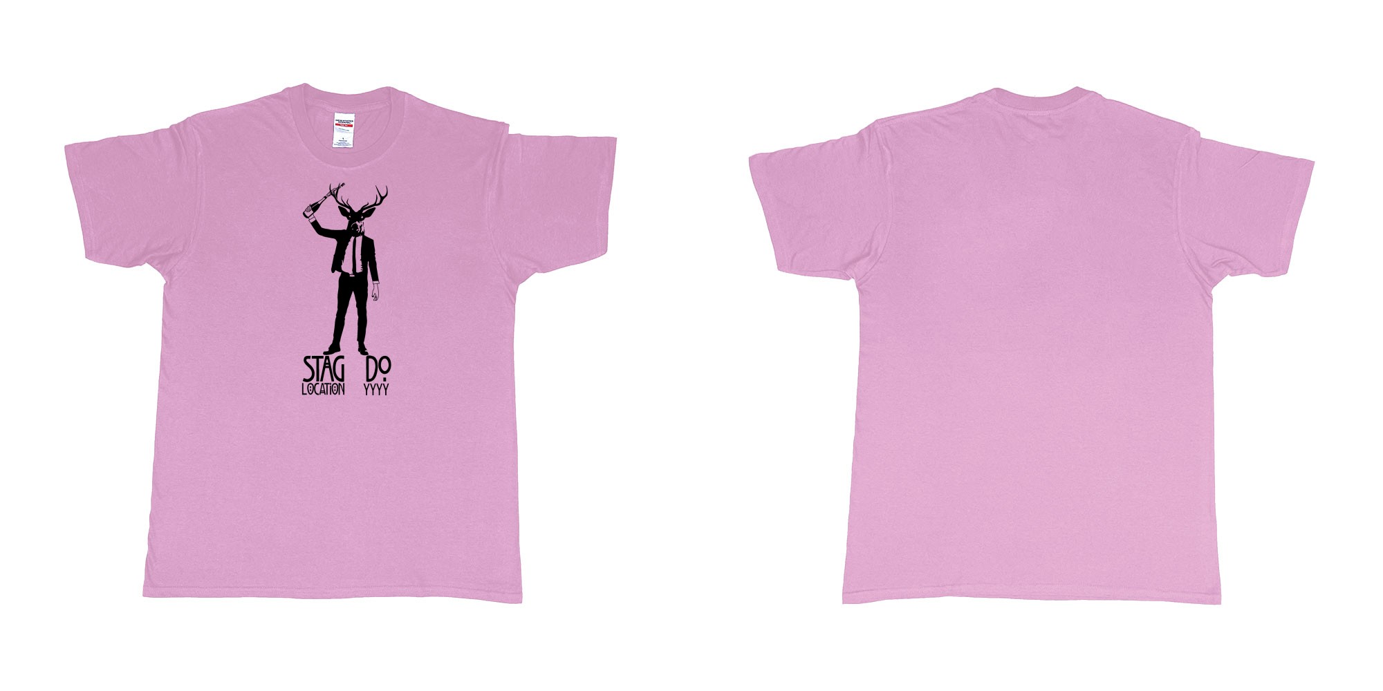 Custom tshirt design stag business man champagne in fabric color light-pink choice your own text made in Bali by The Pirate Way