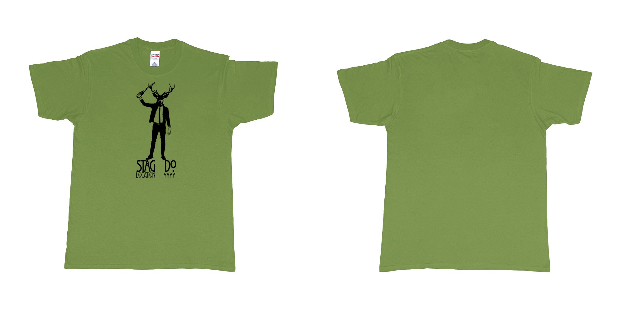 Custom tshirt design stag business man champagne in fabric color military-green choice your own text made in Bali by The Pirate Way