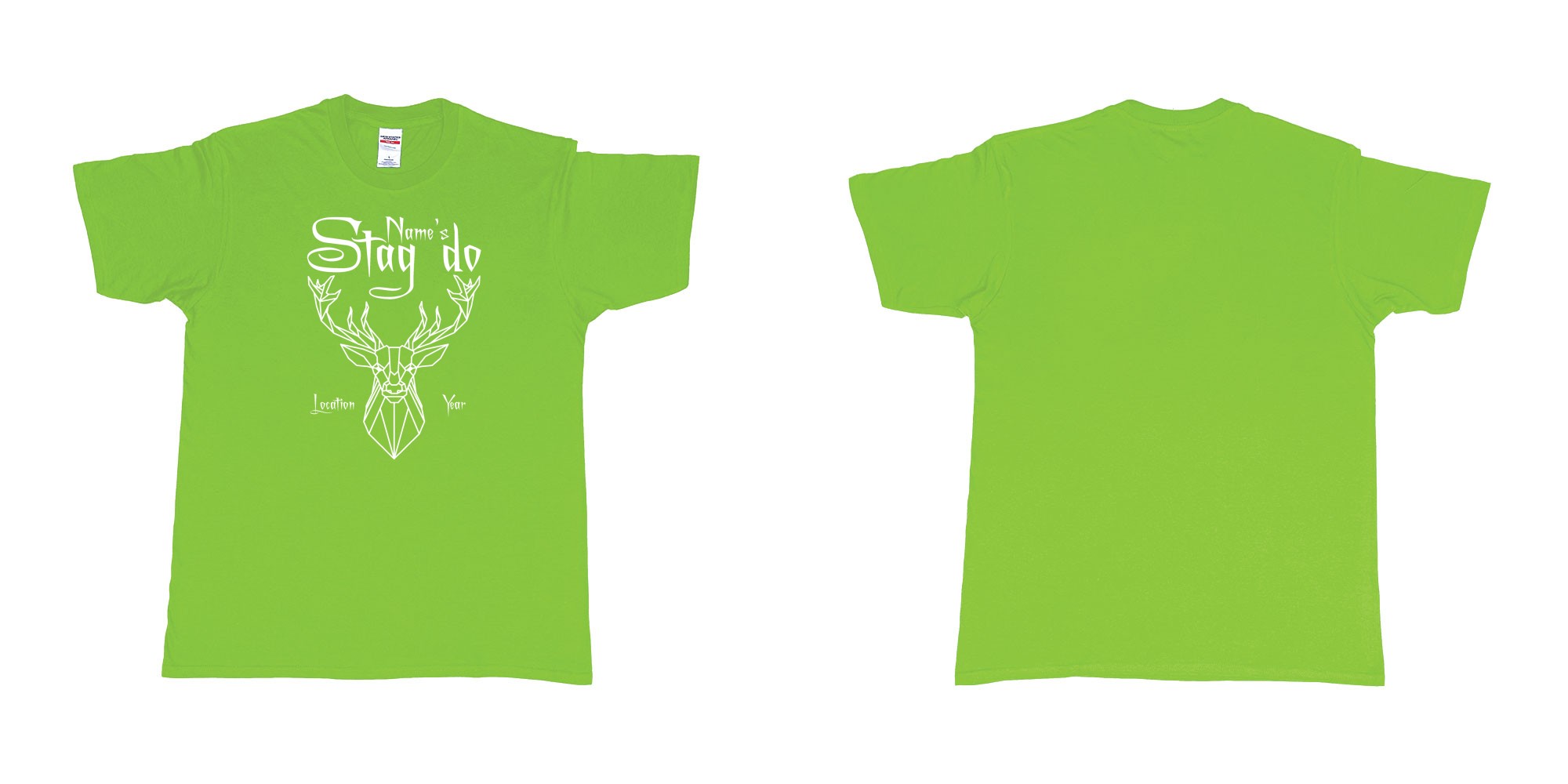 Custom tshirt design stag do design custom location year in fabric color lime choice your own text made in Bali by The Pirate Way