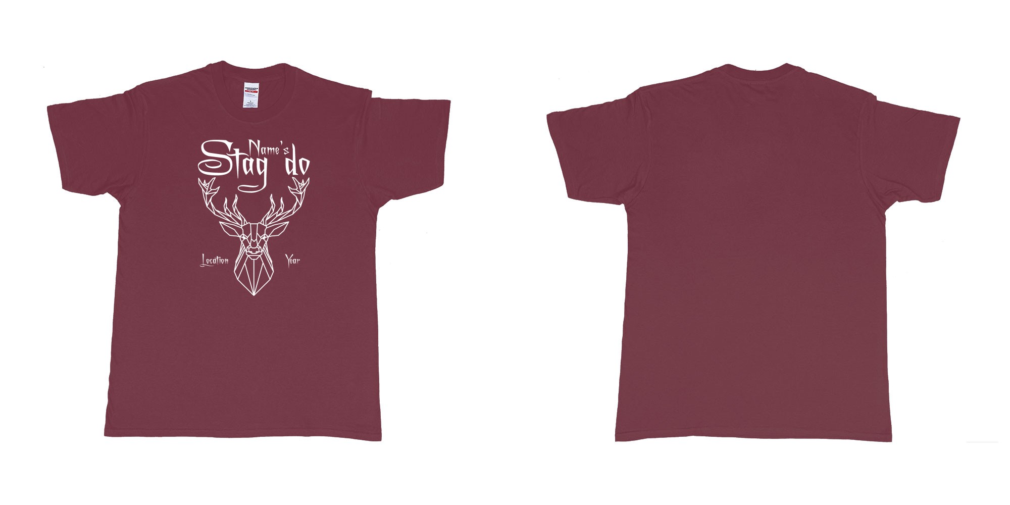 Custom tshirt design stag do design custom location year in fabric color marron choice your own text made in Bali by The Pirate Way
