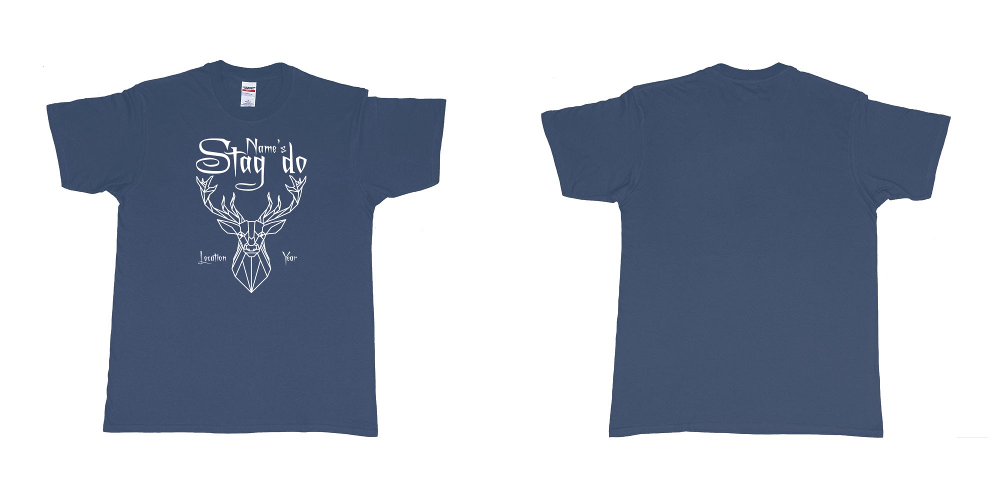 Custom tshirt design stag do design custom location year in fabric color navy choice your own text made in Bali by The Pirate Way