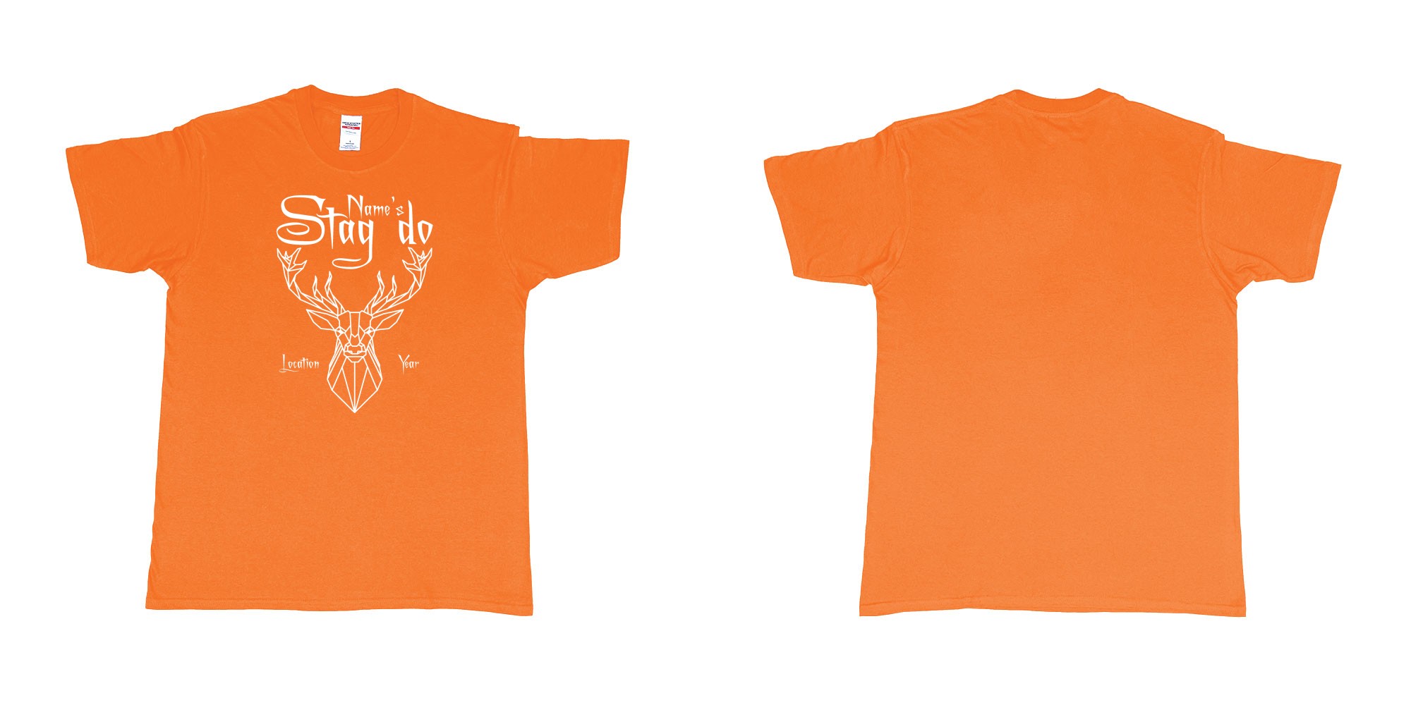 Custom tshirt design stag do design custom location year in fabric color orange choice your own text made in Bali by The Pirate Way