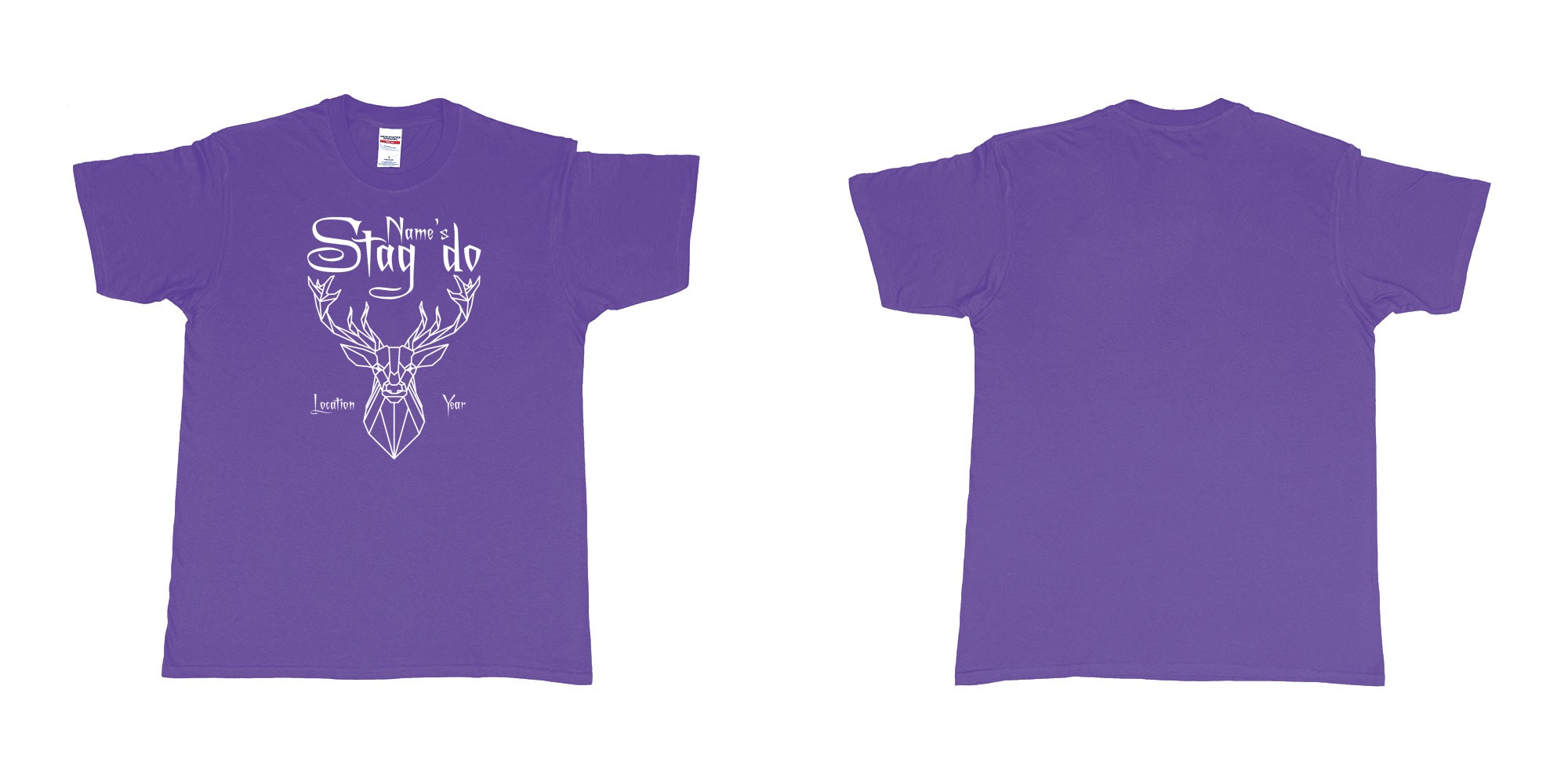Custom tshirt design stag do design custom location year in fabric color purple choice your own text made in Bali by The Pirate Way