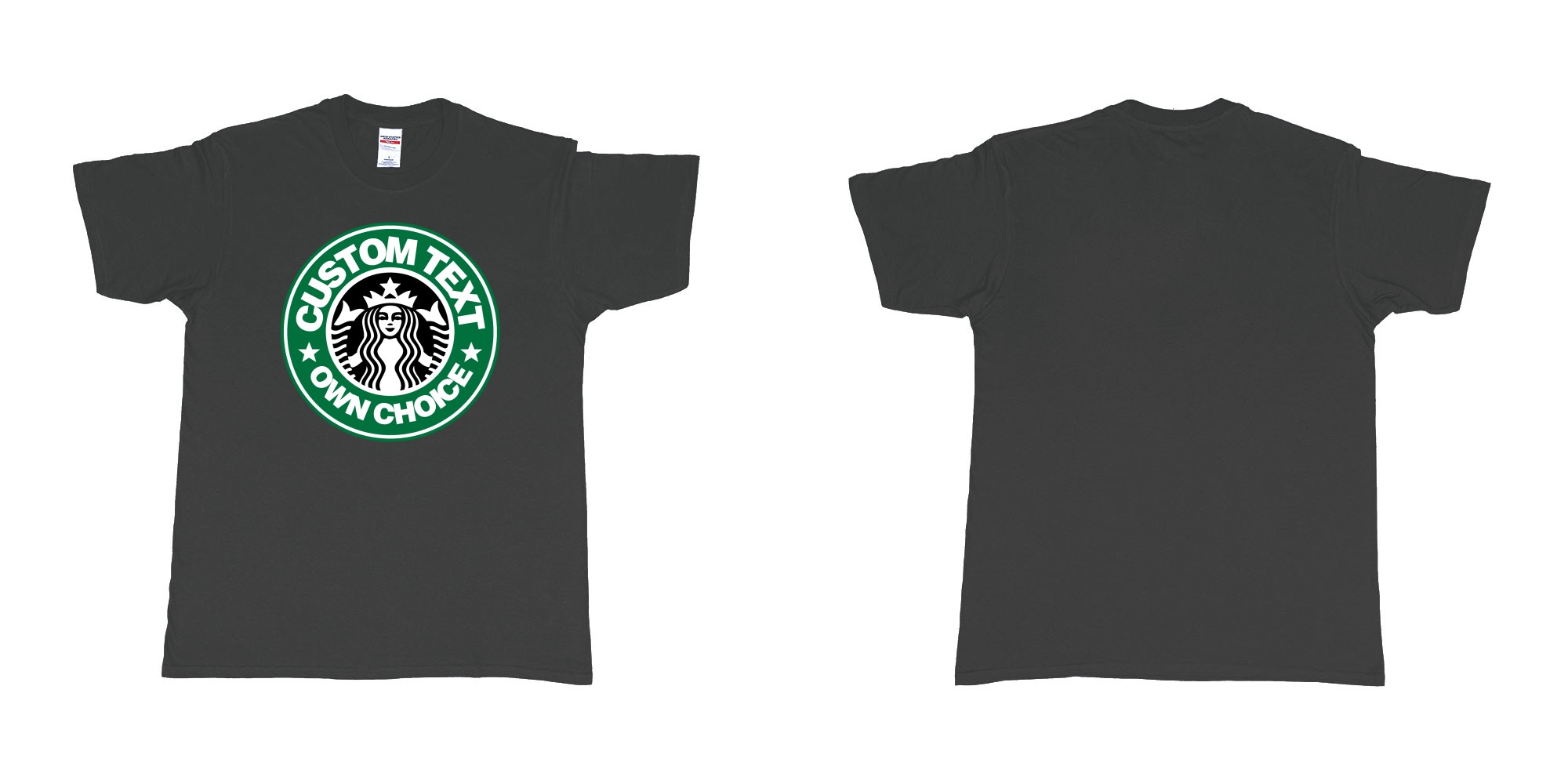 Custom tshirt design starbuks coffee custom own text in fabric color black choice your own text made in Bali by The Pirate Way