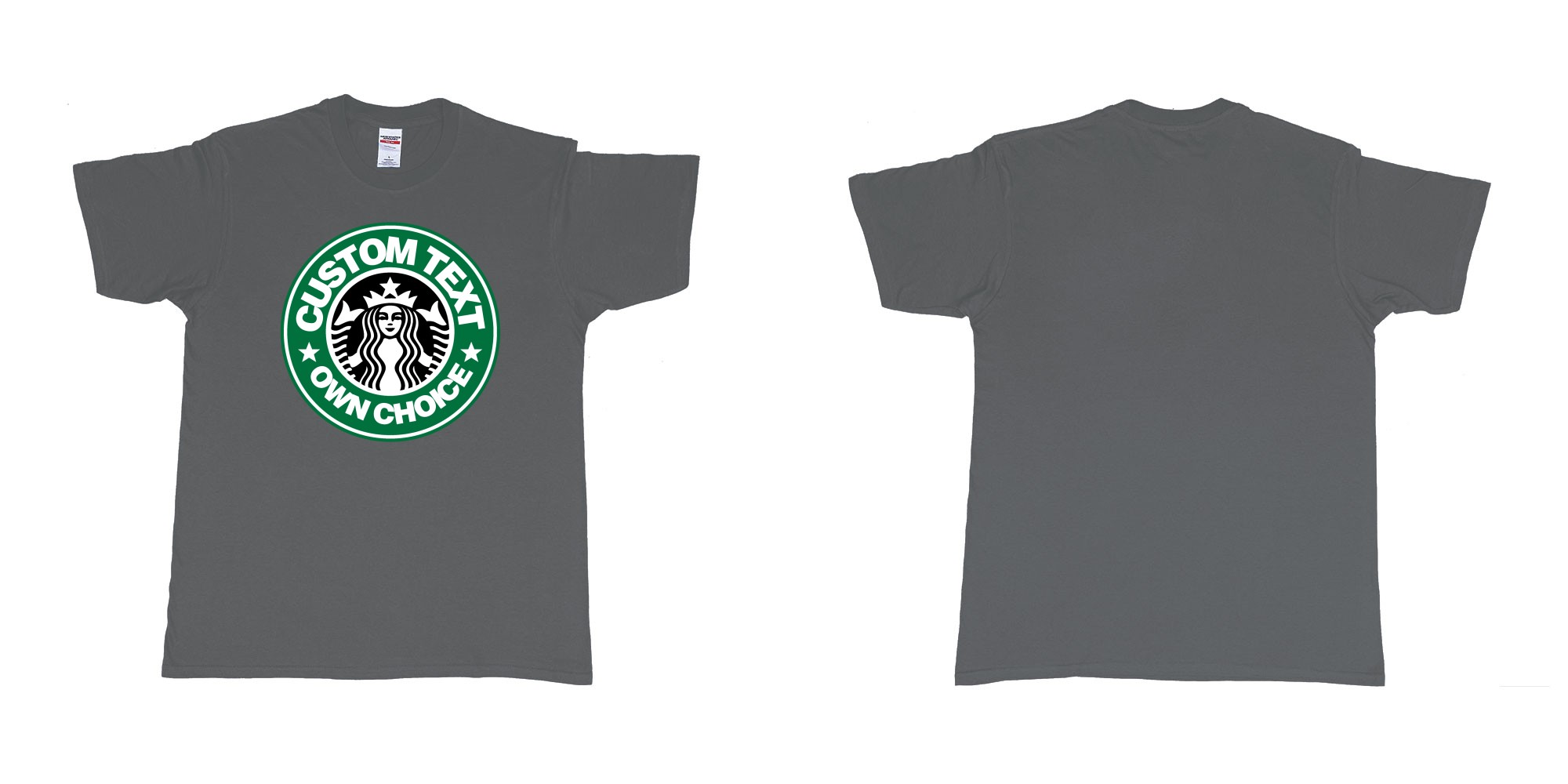Custom tshirt design starbuks coffee custom own text in fabric color charcoal choice your own text made in Bali by The Pirate Way