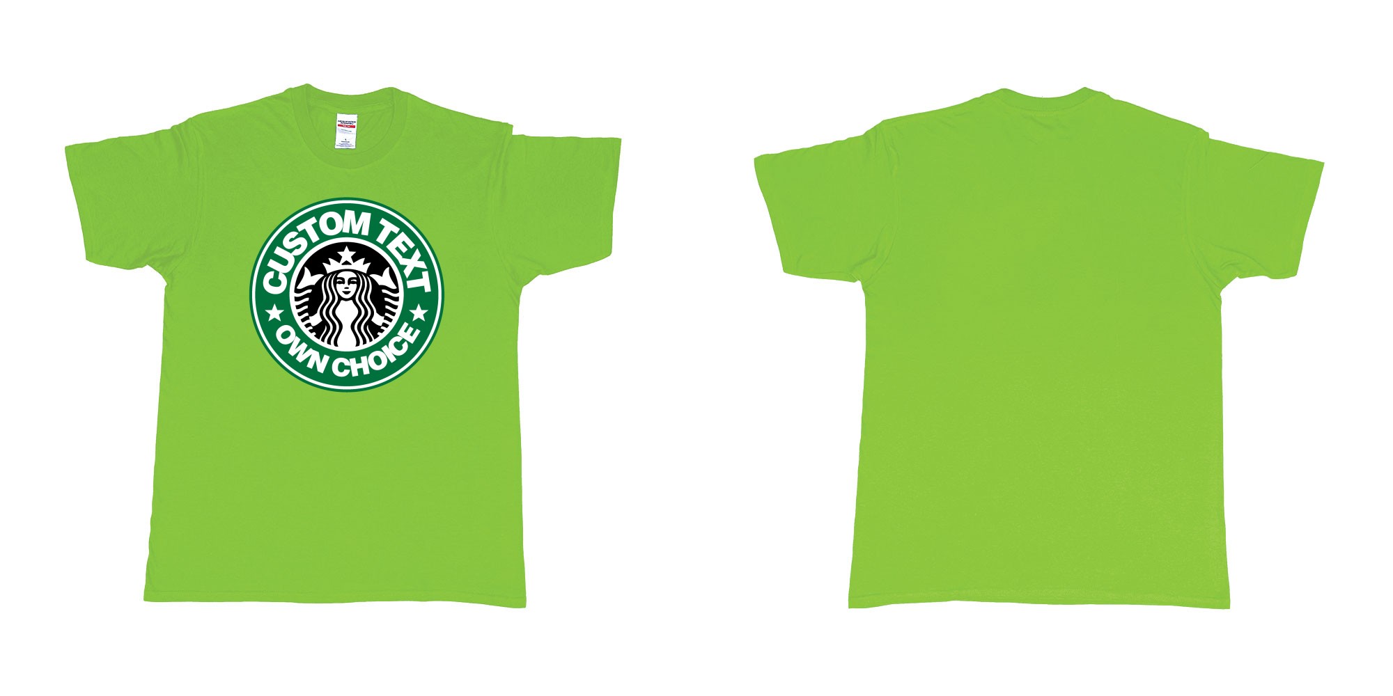 Custom tshirt design starbuks coffee custom own text in fabric color lime choice your own text made in Bali by The Pirate Way