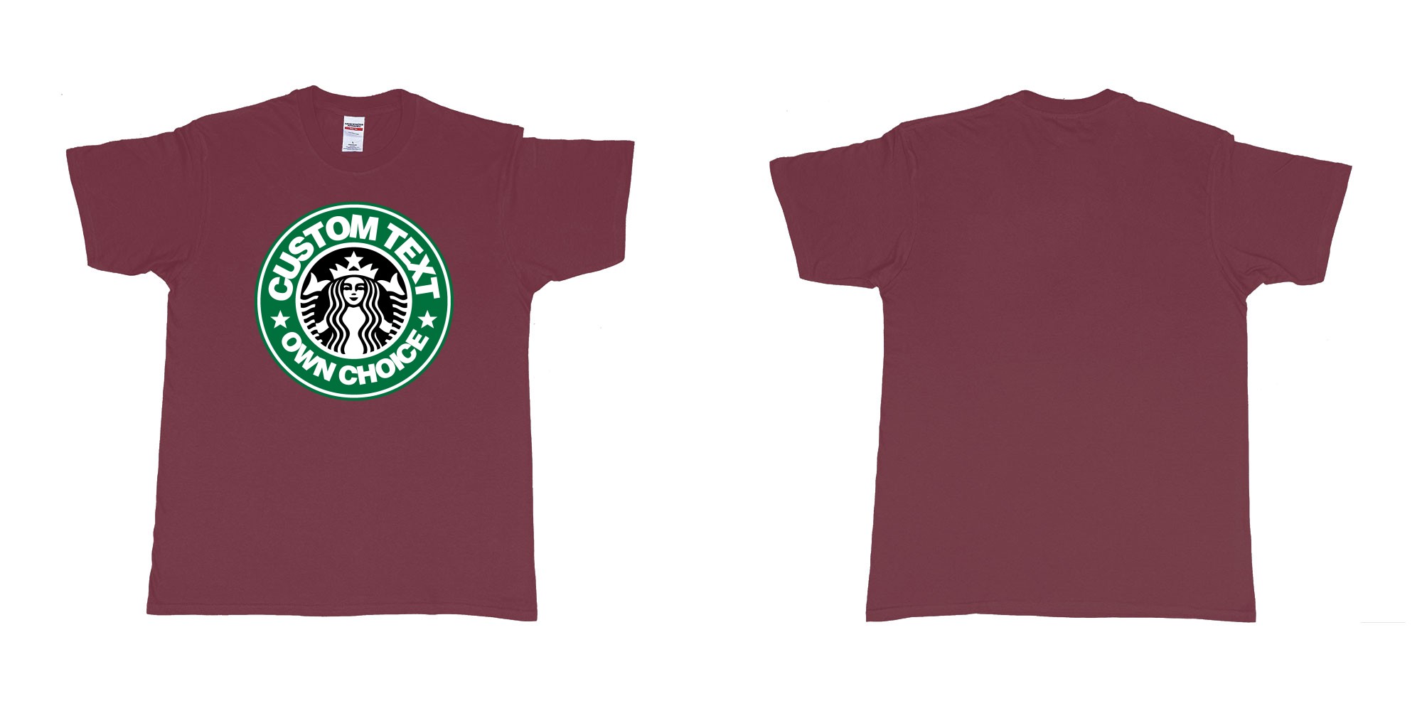 Custom tshirt design starbuks coffee custom own text in fabric color marron choice your own text made in Bali by The Pirate Way