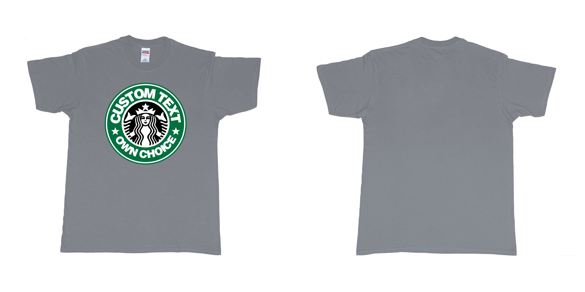 Custom tshirt design starbuks coffee custom own text in fabric color misty choice your own text made in Bali by The Pirate Way