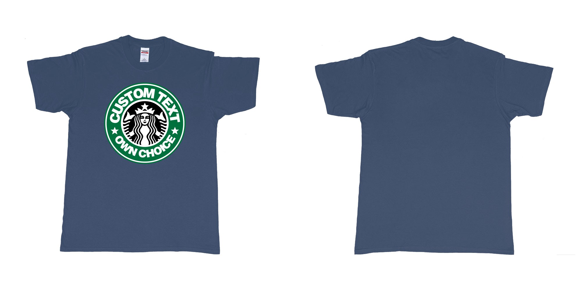Custom tshirt design starbuks coffee custom own text in fabric color navy choice your own text made in Bali by The Pirate Way