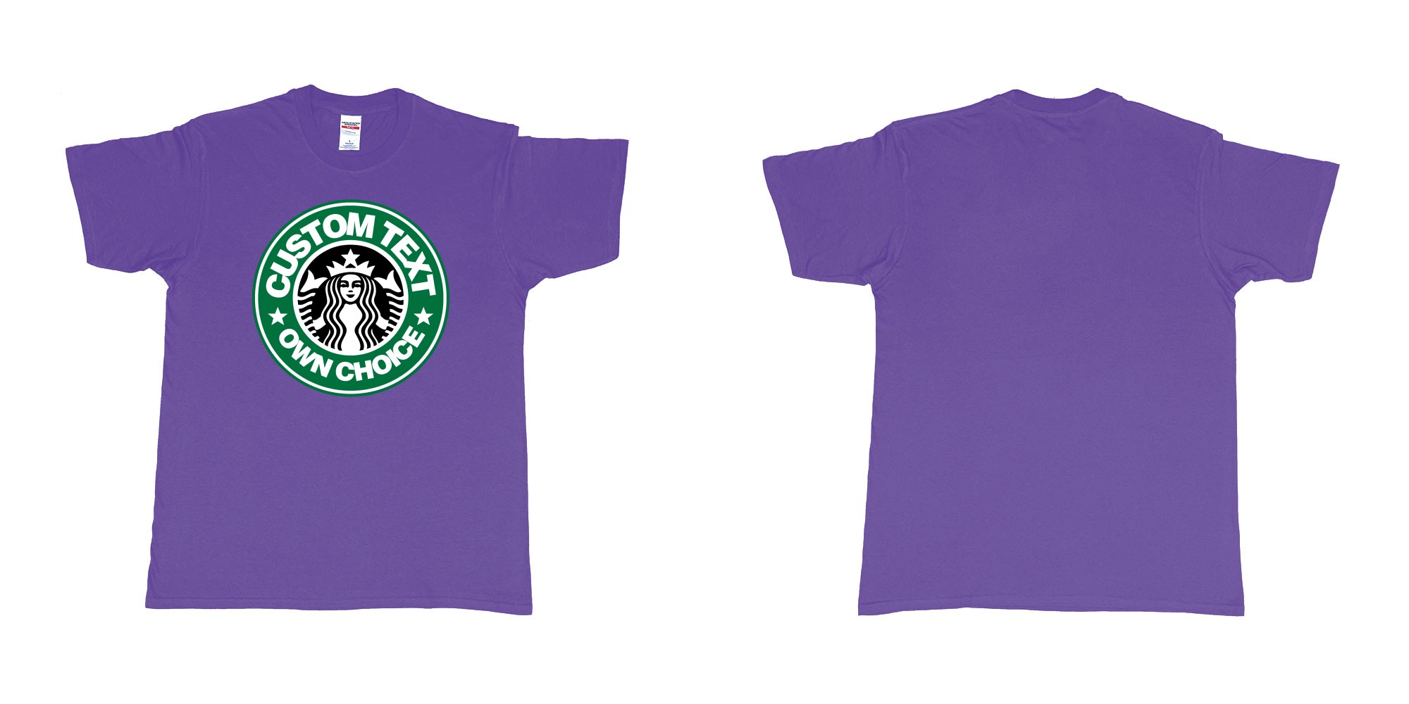 Custom tshirt design starbuks coffee custom own text in fabric color purple choice your own text made in Bali by The Pirate Way