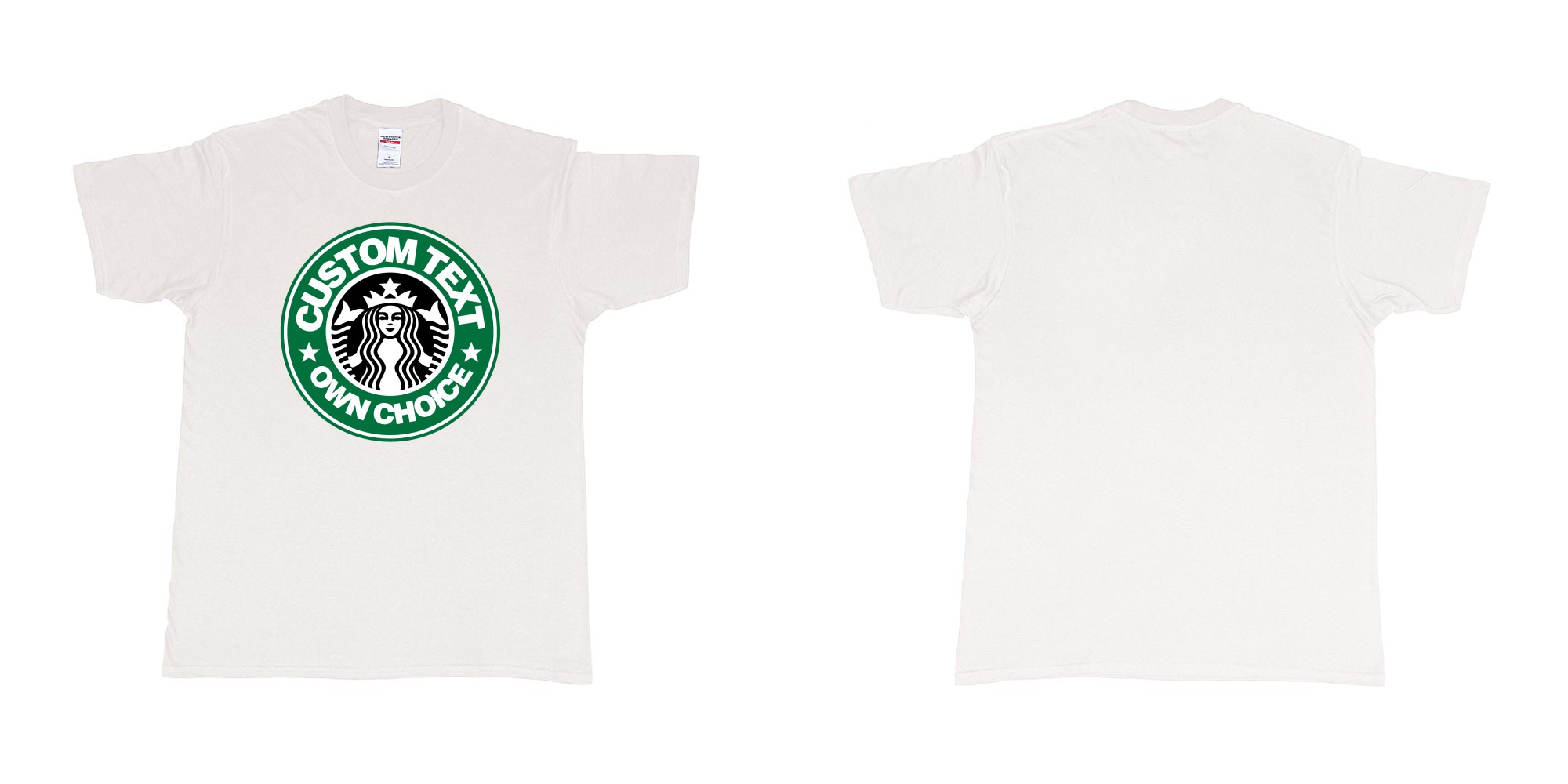 Custom tshirt design starbuks coffee custom own text in fabric color white choice your own text made in Bali by The Pirate Way