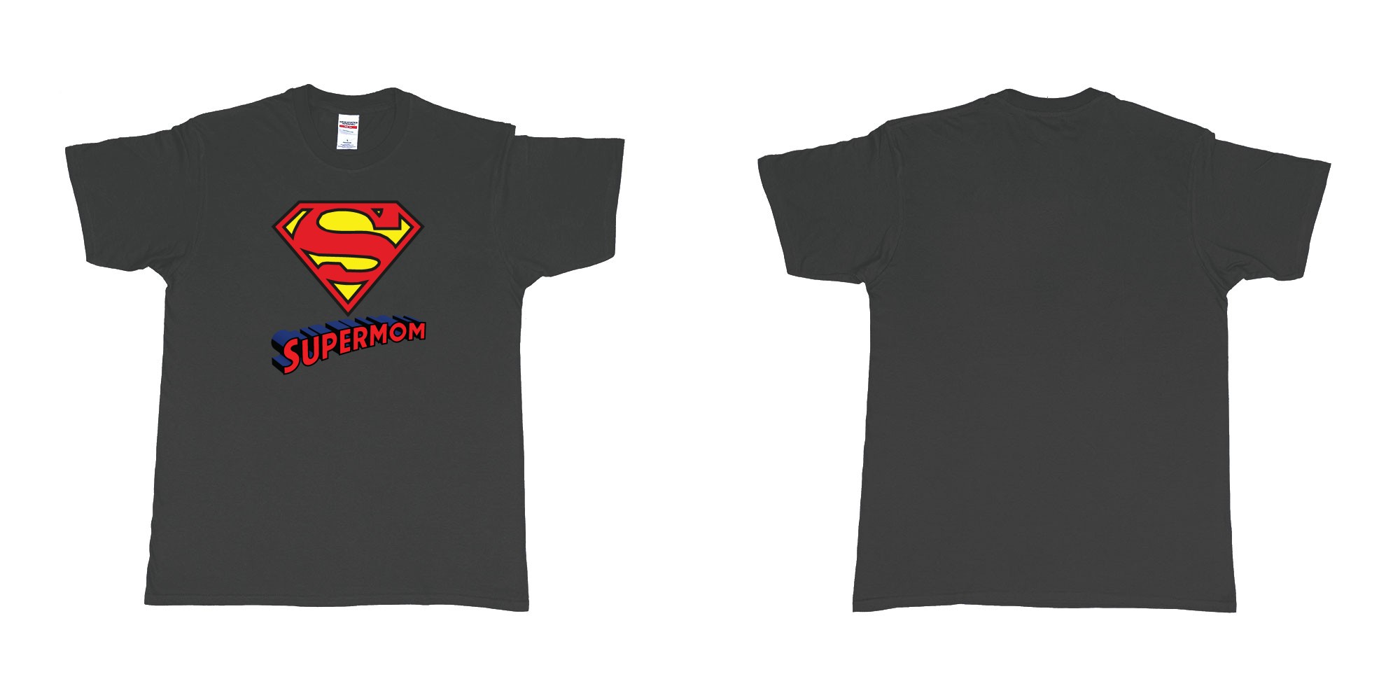 Custom tshirt design superman logo with own custom text print bali in fabric color black choice your own text made in Bali by The Pirate Way