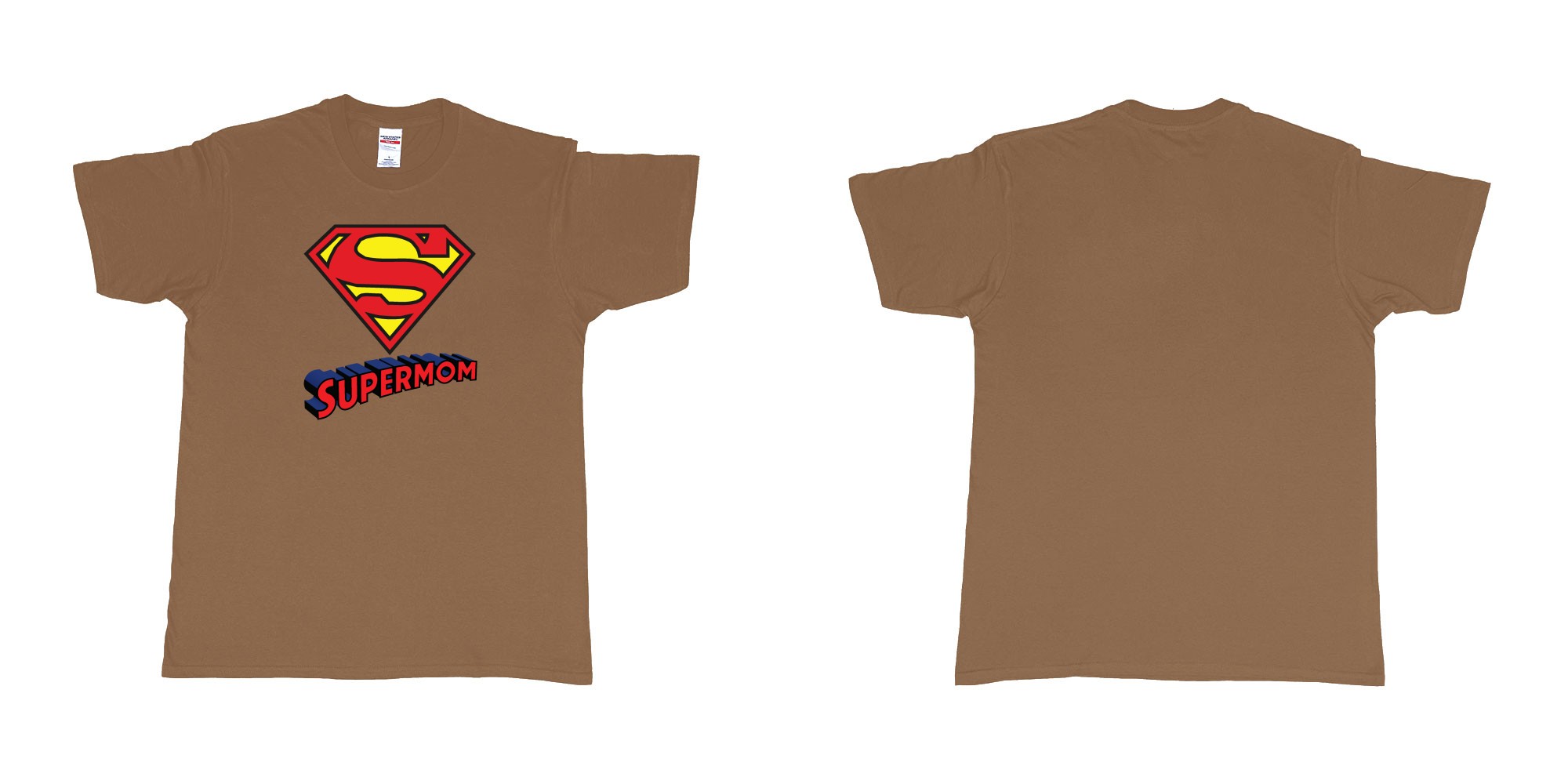 Custom tshirt design superman logo with own custom text print bali in fabric color chestnut choice your own text made in Bali by The Pirate Way