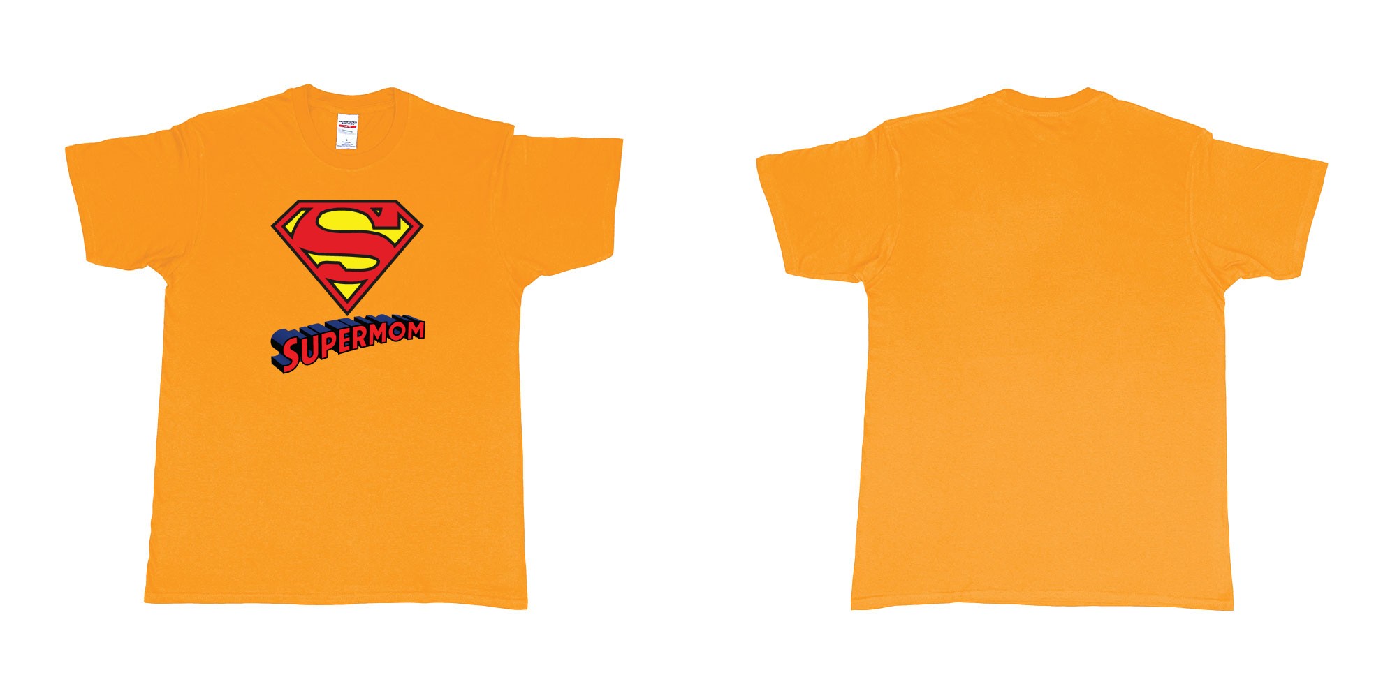 Custom tshirt design superman logo with own custom text print bali in fabric color gold choice your own text made in Bali by The Pirate Way