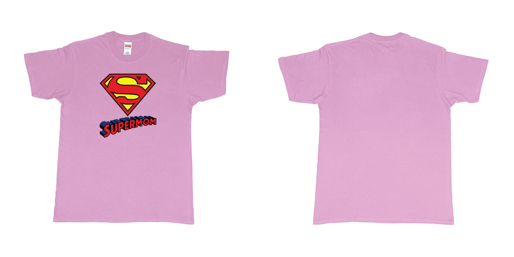 Custom tshirt design superman logo with own custom text print bali in fabric color light-pink choice your own text made in Bali by The Pirate Way