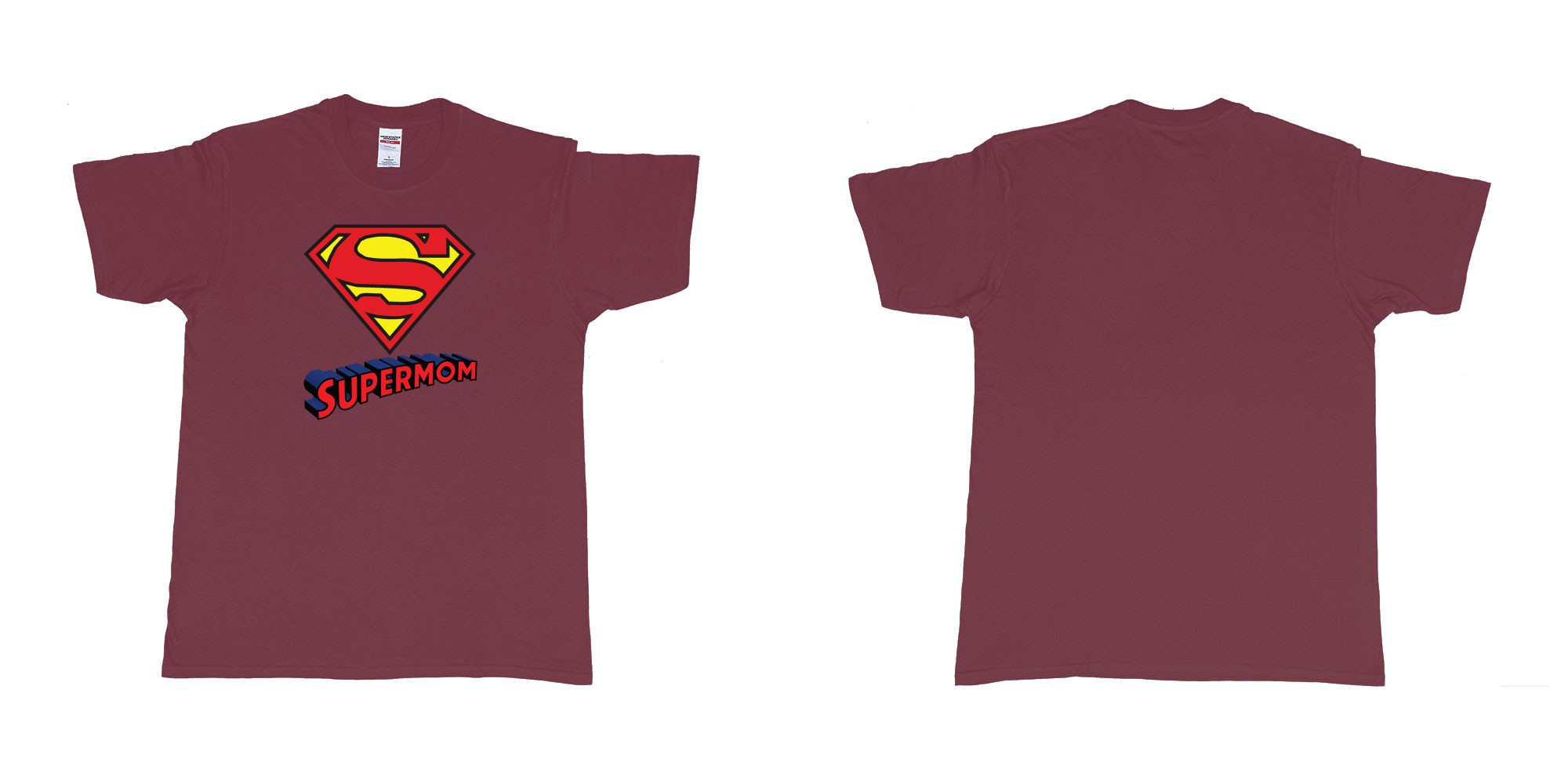 Custom tshirt design superman logo with own custom text print bali in fabric color marron choice your own text made in Bali by The Pirate Way