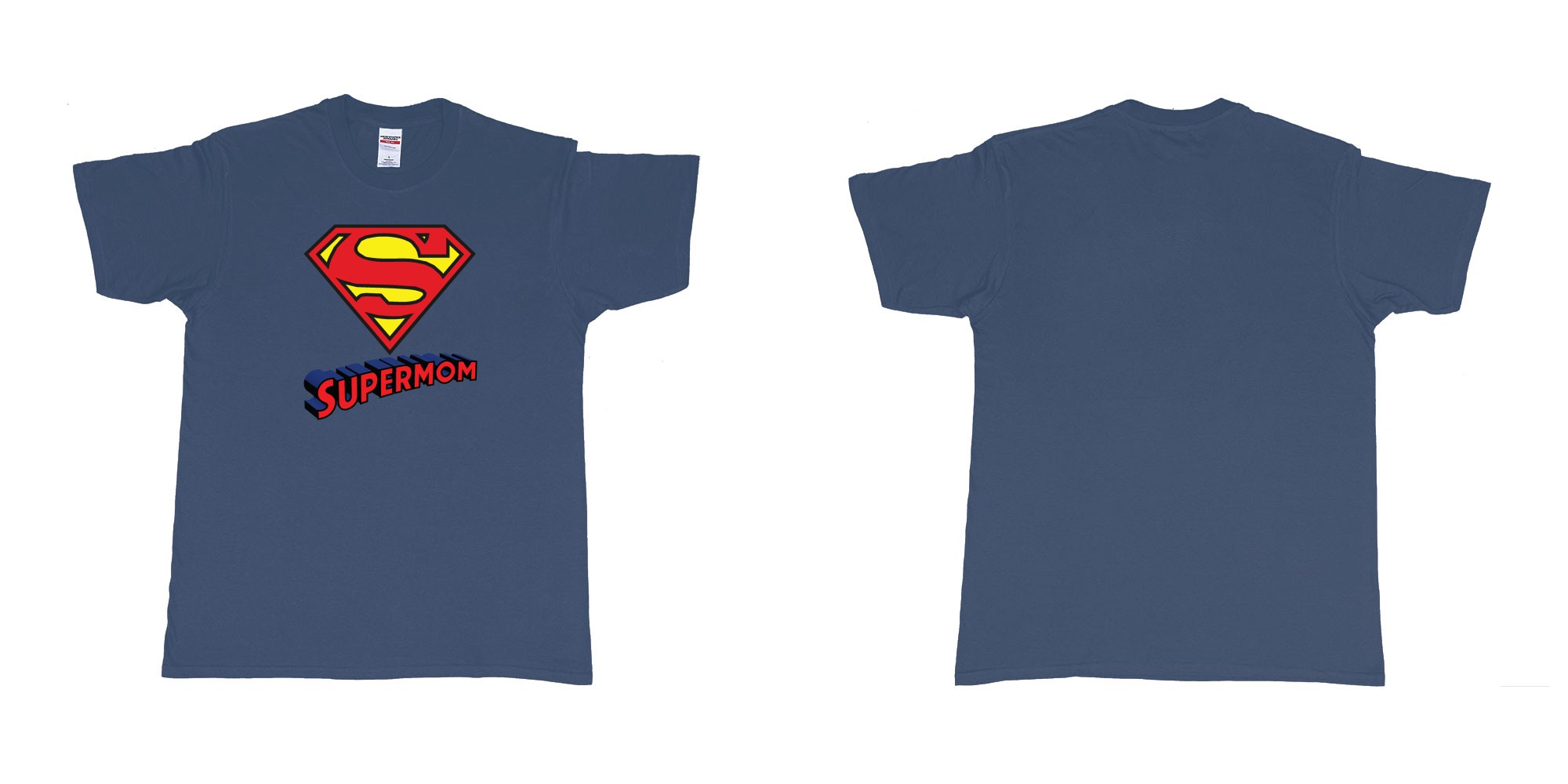 Custom tshirt design superman logo with own custom text print bali in fabric color navy choice your own text made in Bali by The Pirate Way