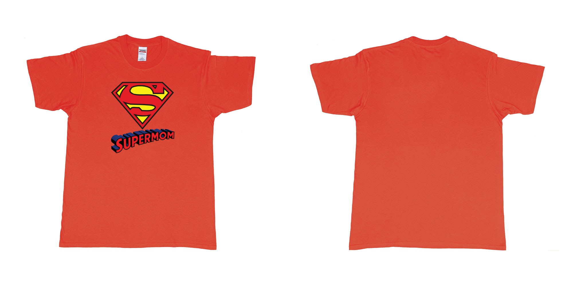 Custom tshirt design superman logo with own custom text print bali in fabric color red choice your own text made in Bali by The Pirate Way