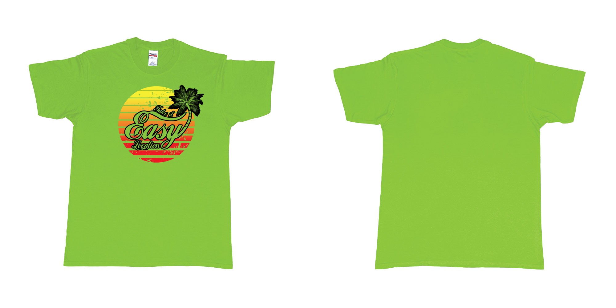 Custom tshirt design take is easy own location easy tee bali custom text printing in fabric color lime choice your own text made in Bali by The Pirate Way