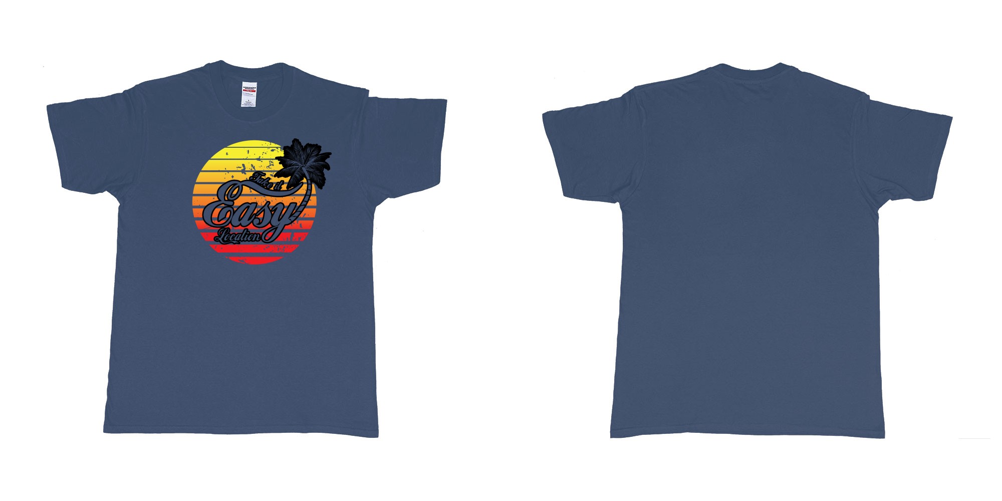 Custom tshirt design take is easy own location easy tee bali custom text printing in fabric color navy choice your own text made in Bali by The Pirate Way