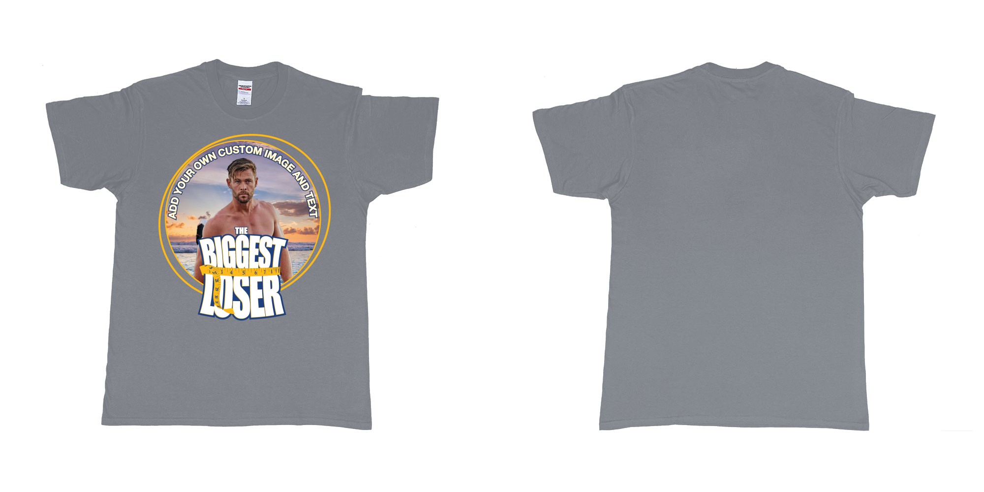 Custom tshirt design the biggest loser logo custom image funny tshirt design in fabric color misty choice your own text made in Bali by The Pirate Way