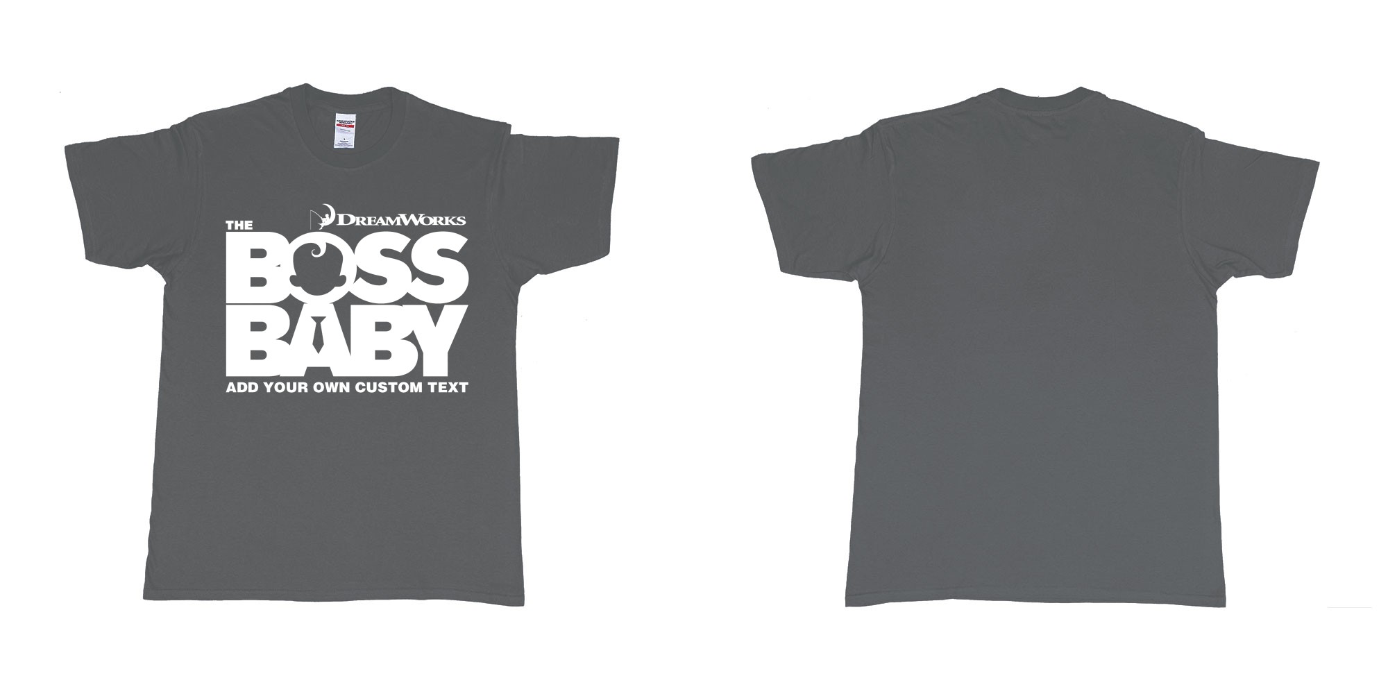 Custom tshirt design the boss baby in fabric color charcoal choice your own text made in Bali by The Pirate Way