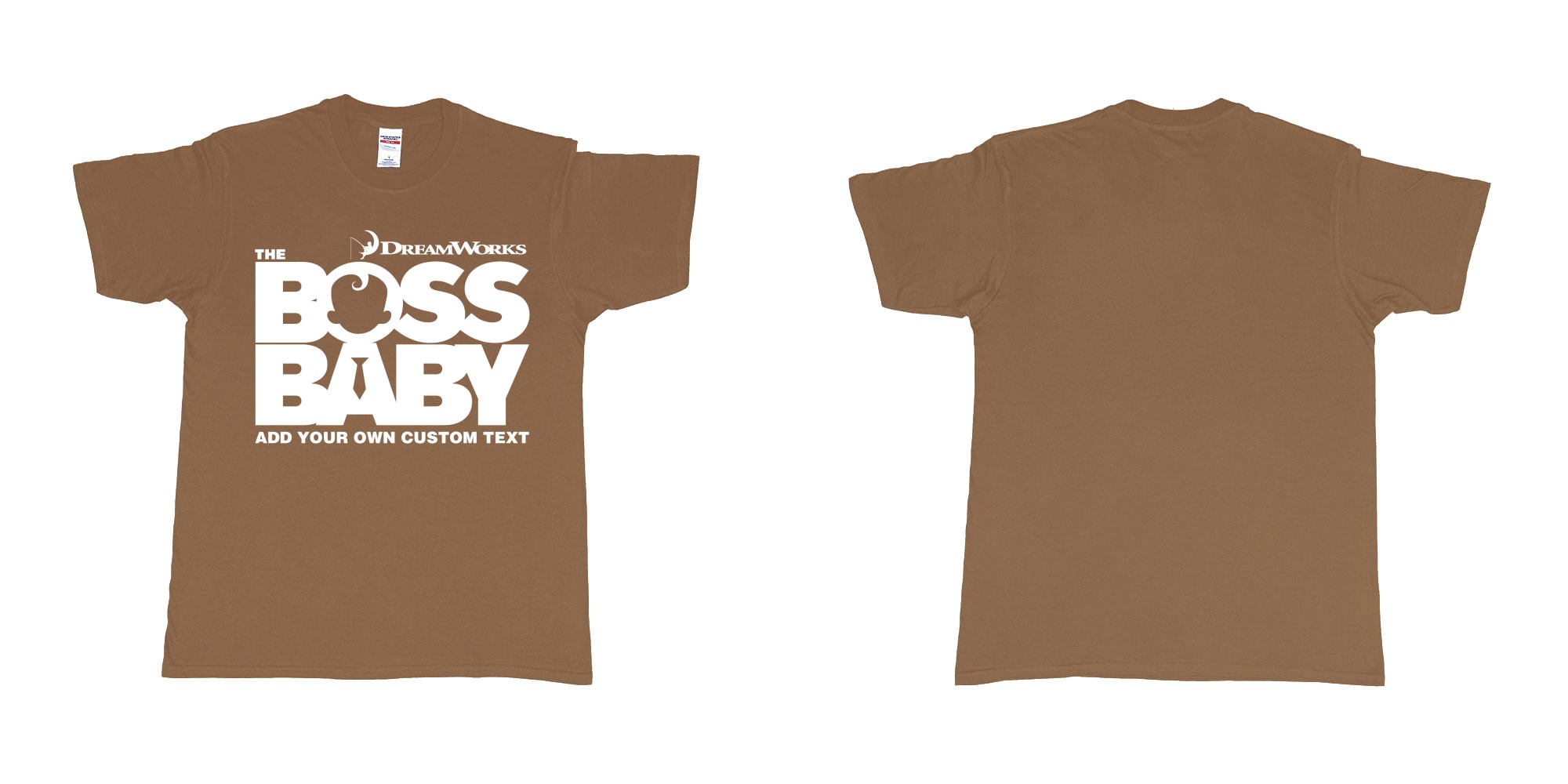 Custom tshirt design the boss baby in fabric color chestnut choice your own text made in Bali by The Pirate Way
