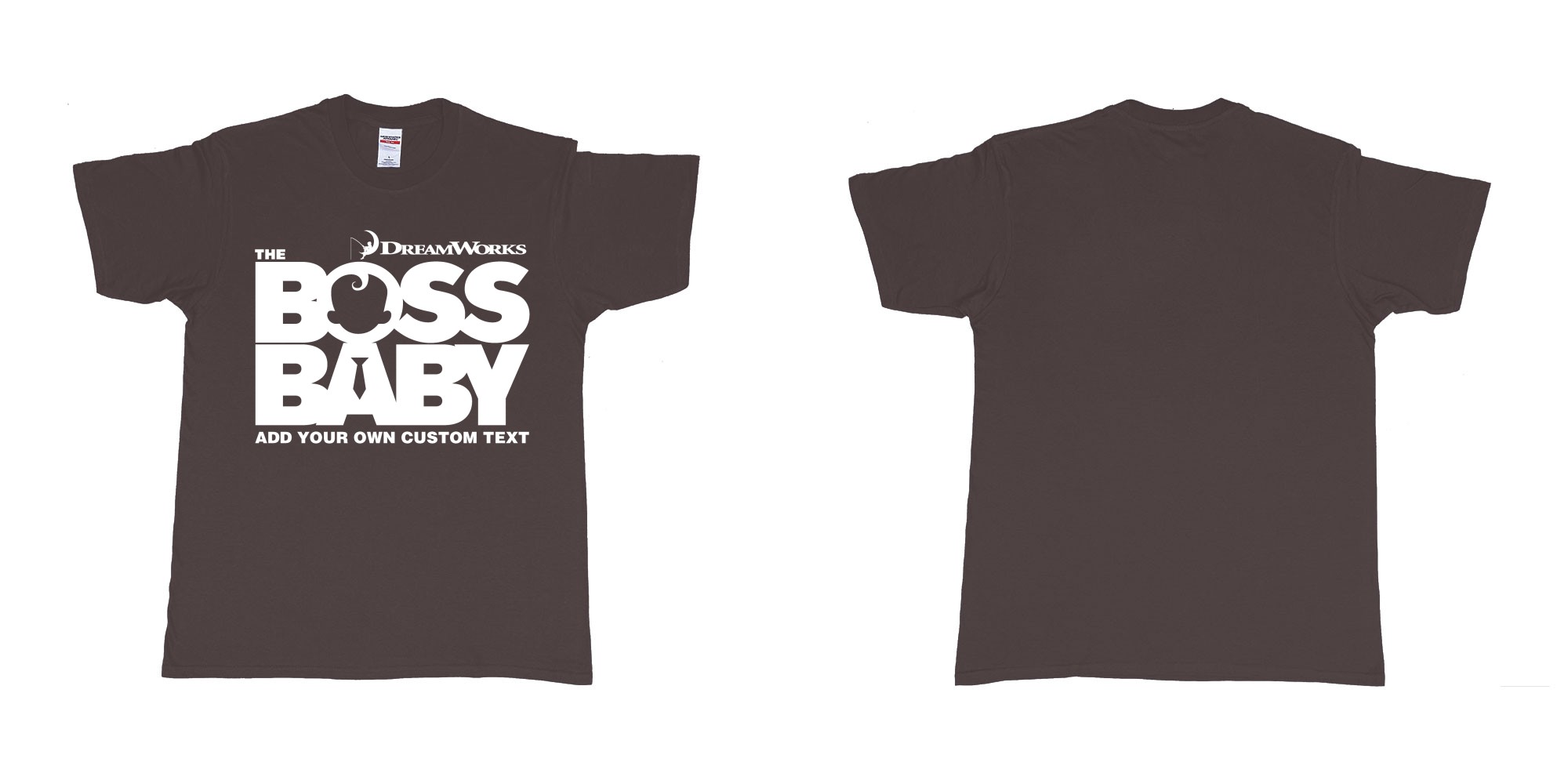Custom tshirt design the boss baby in fabric color dark-chocolate choice your own text made in Bali by The Pirate Way
