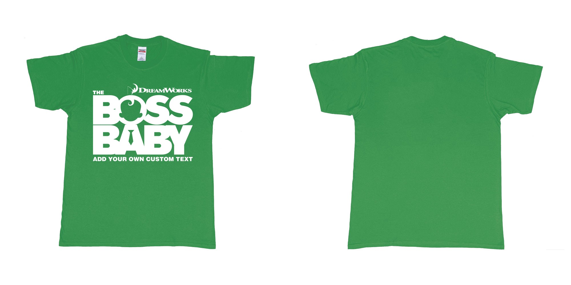 Custom tshirt design the boss baby in fabric color irish-green choice your own text made in Bali by The Pirate Way