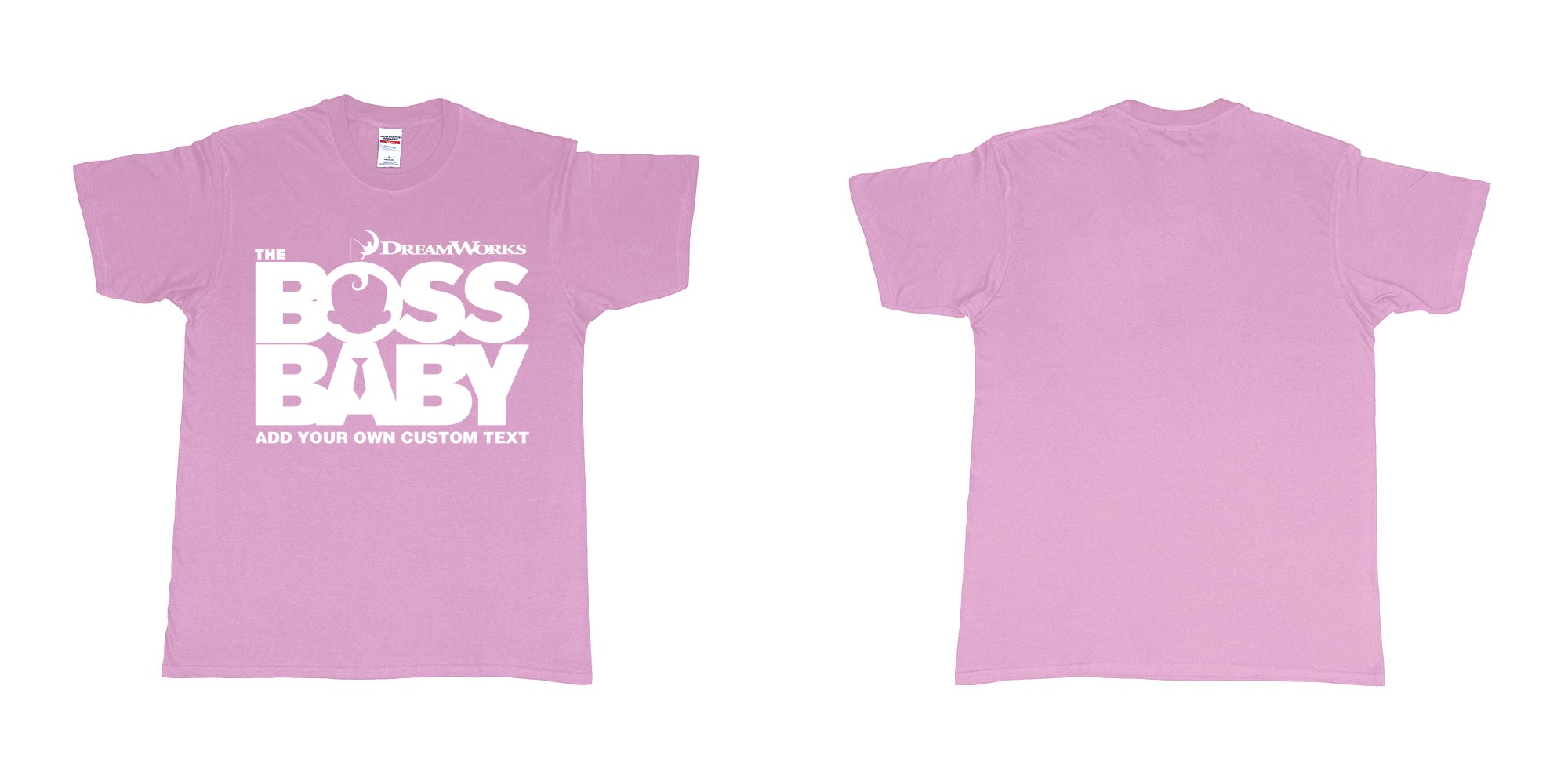 Custom tshirt design the boss baby in fabric color light-pink choice your own text made in Bali by The Pirate Way