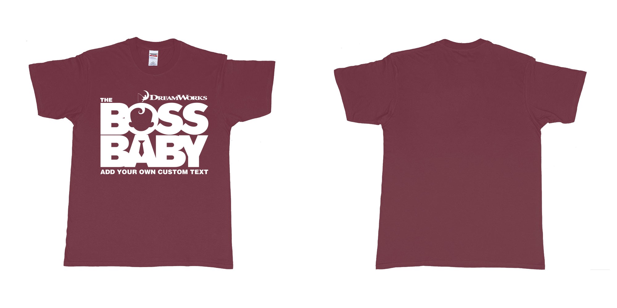 Custom tshirt design the boss baby in fabric color marron choice your own text made in Bali by The Pirate Way