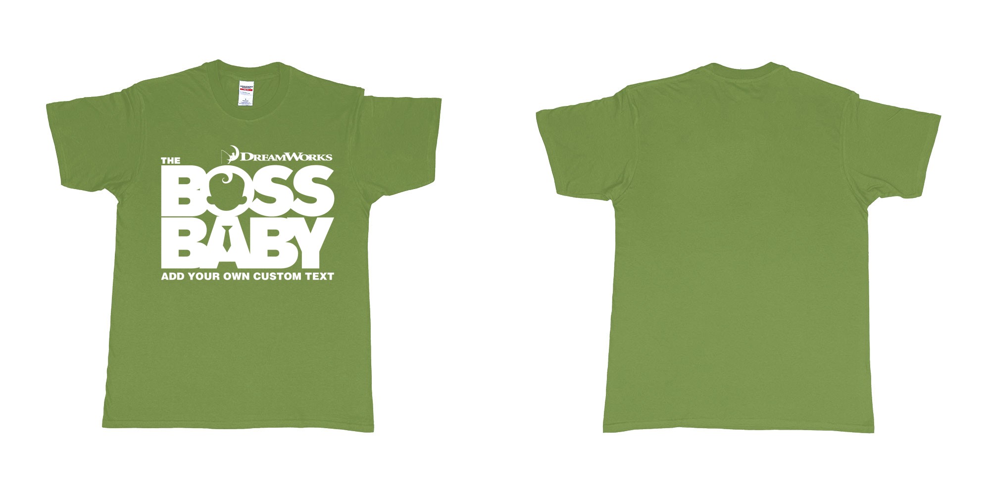 Custom tshirt design the boss baby in fabric color military-green choice your own text made in Bali by The Pirate Way