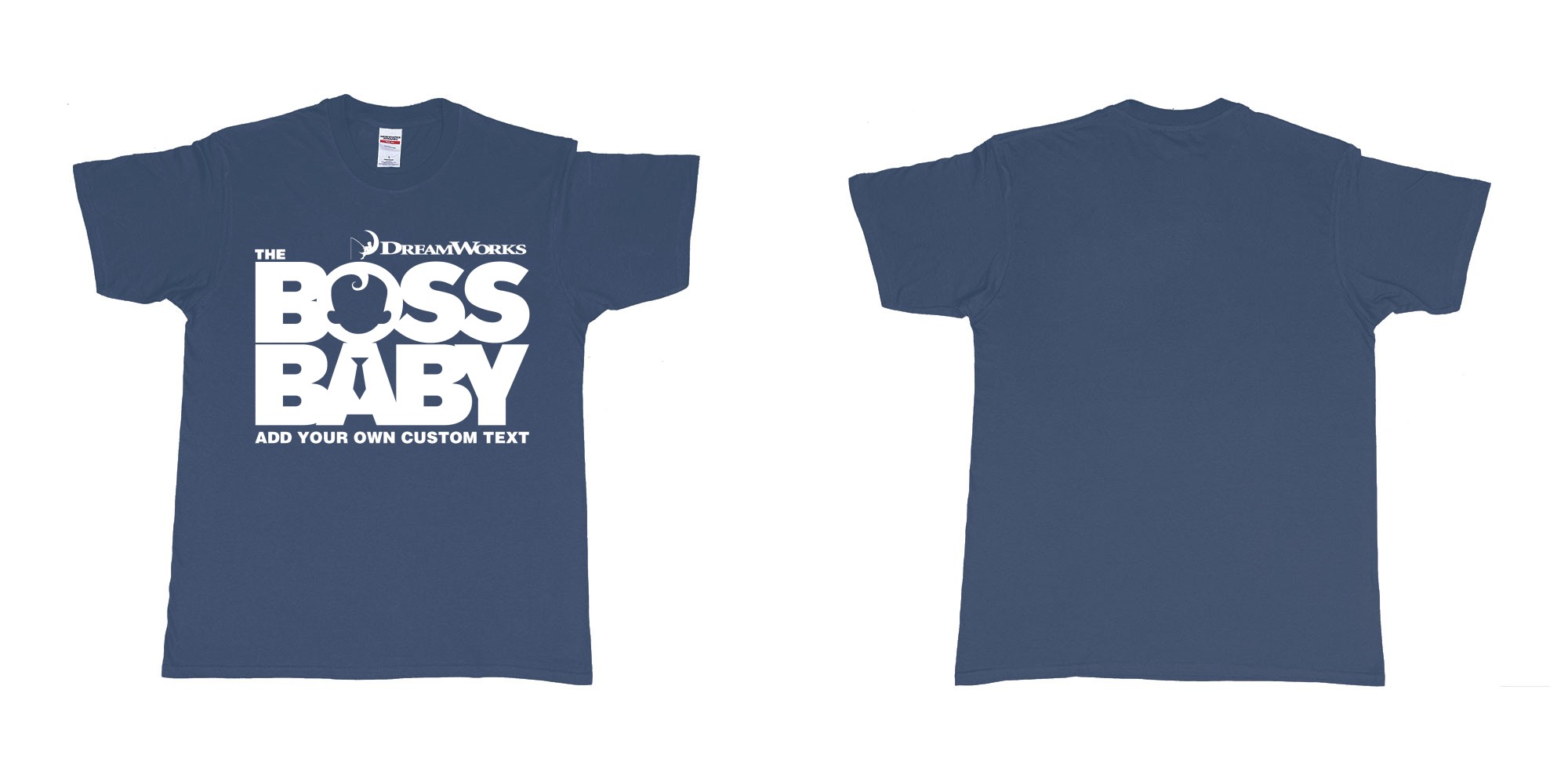 Custom tshirt design the boss baby in fabric color navy choice your own text made in Bali by The Pirate Way