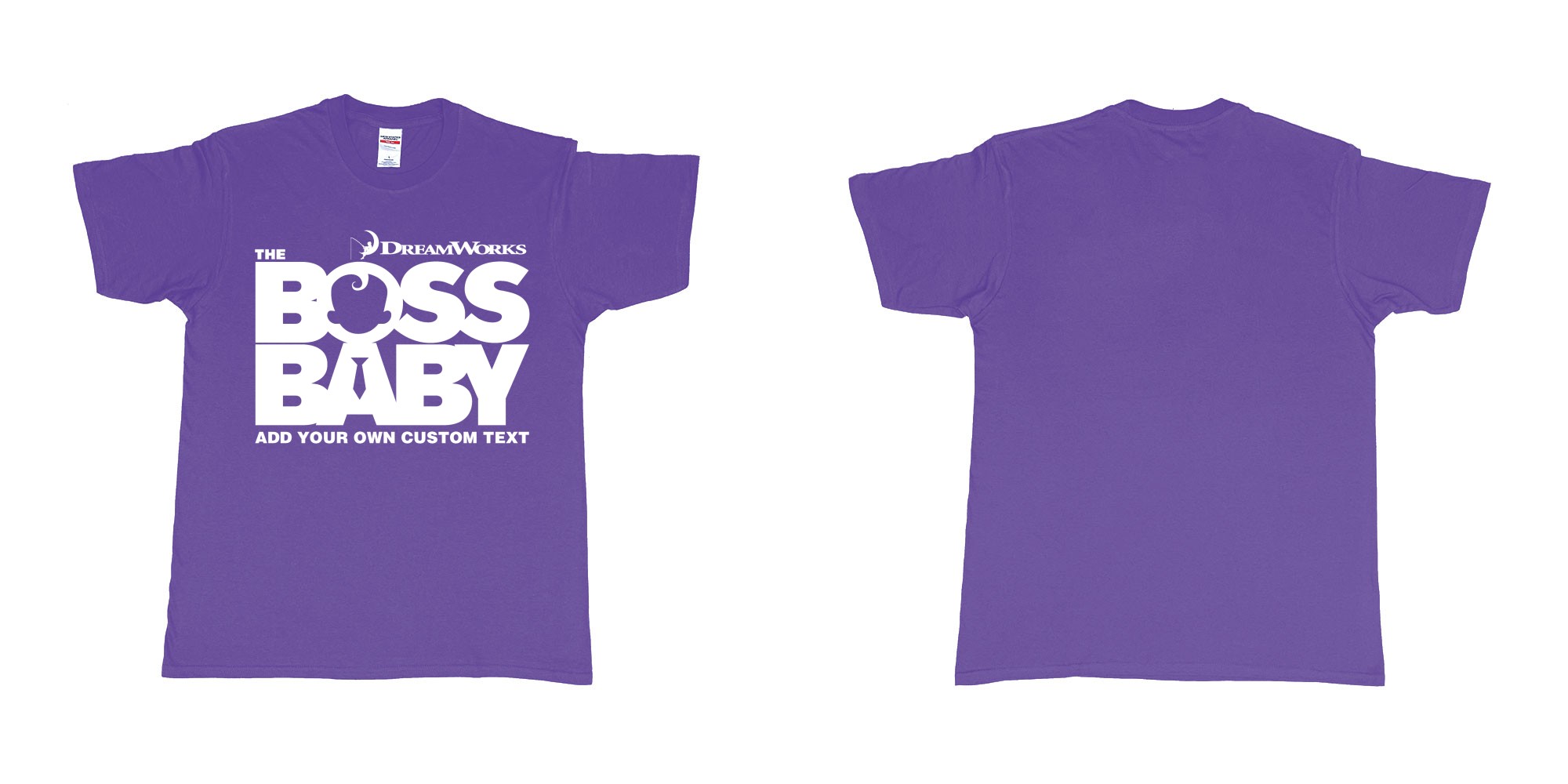 Custom tshirt design the boss baby in fabric color purple choice your own text made in Bali by The Pirate Way