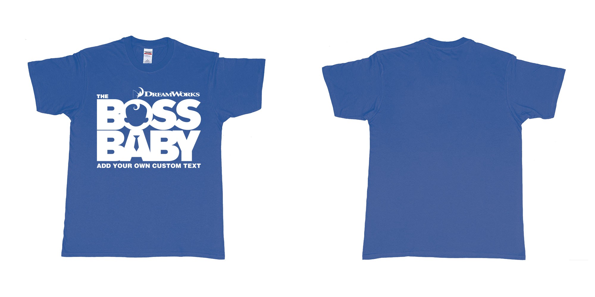 Custom tshirt design the boss baby in fabric color royal-blue choice your own text made in Bali by The Pirate Way