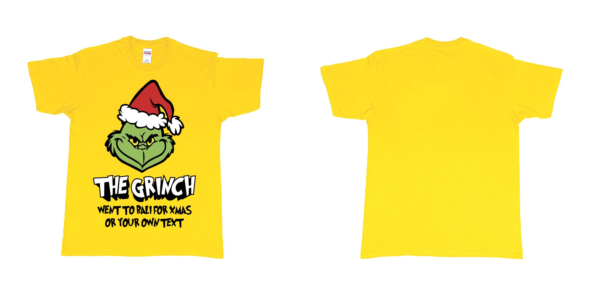Custom tshirt design the grinch went to bali for xmas tshirt in fabric color daisy choice your own text made in Bali by The Pirate Way