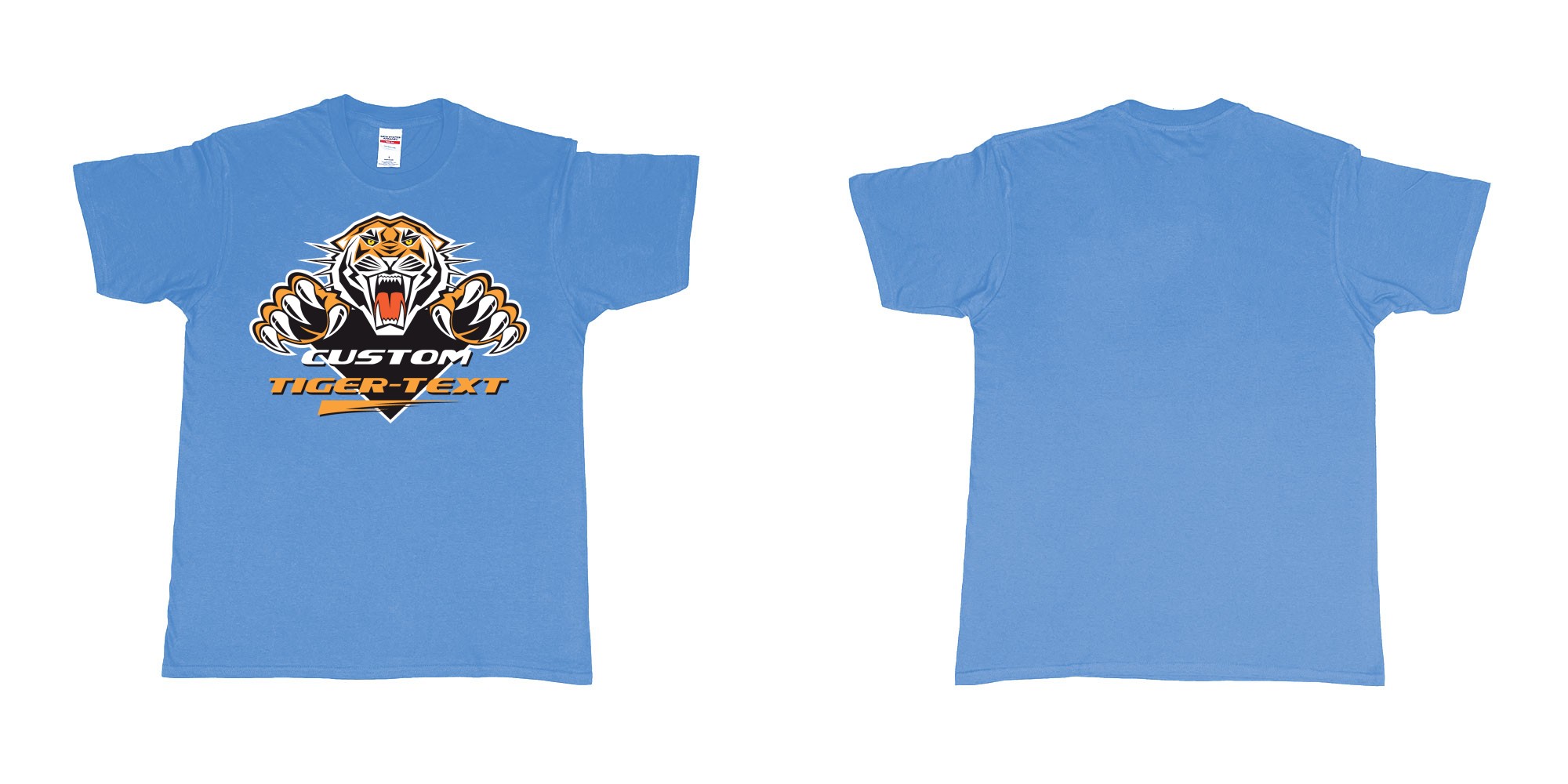 Custom tshirt design the wests tigers sydney national rugby league custom tshirt print in fabric color carolina-blue choice your own text made in Bali by The Pirate Way