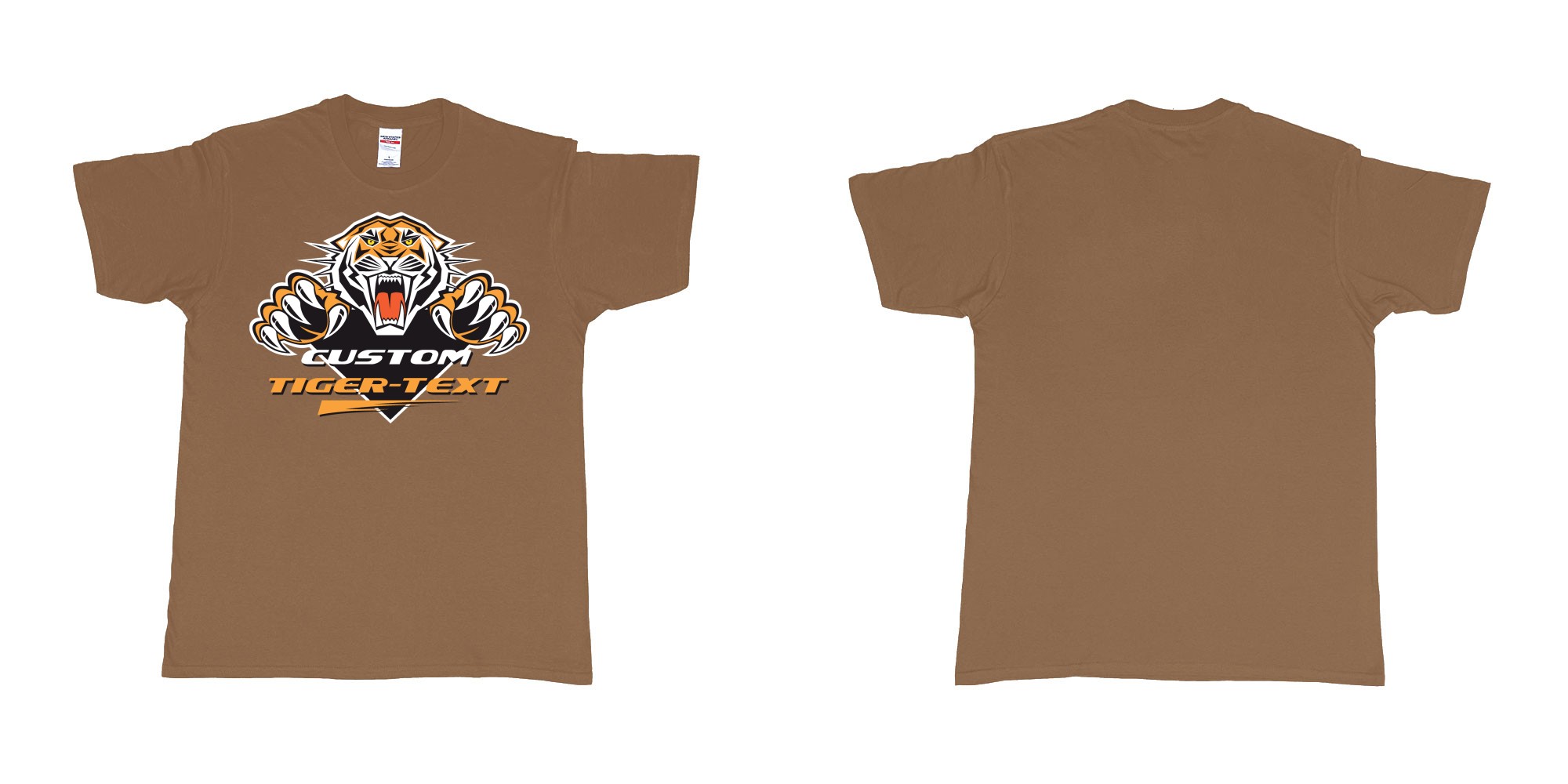 Custom tshirt design the wests tigers sydney national rugby league custom tshirt print in fabric color chestnut choice your own text made in Bali by The Pirate Way