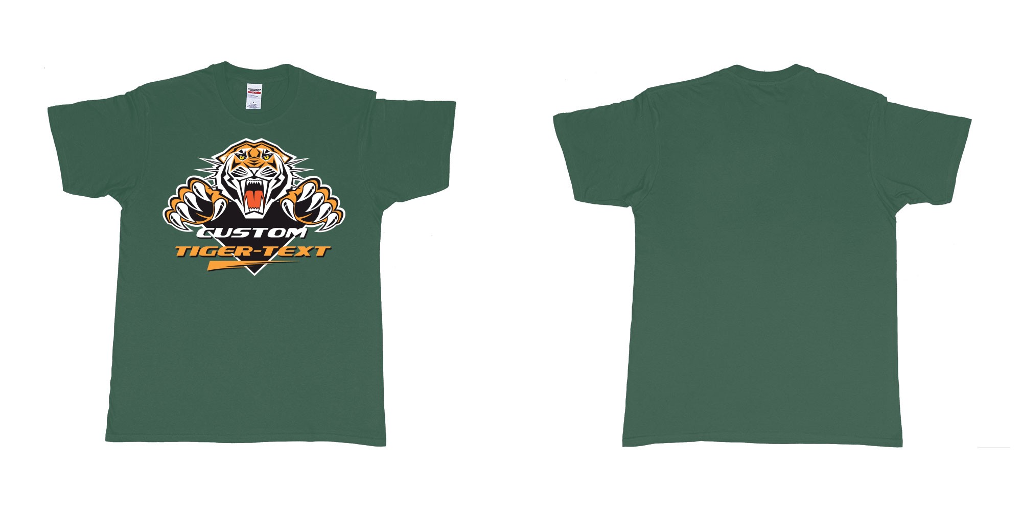 Custom tshirt design the wests tigers sydney national rugby league custom tshirt print in fabric color forest-green choice your own text made in Bali by The Pirate Way